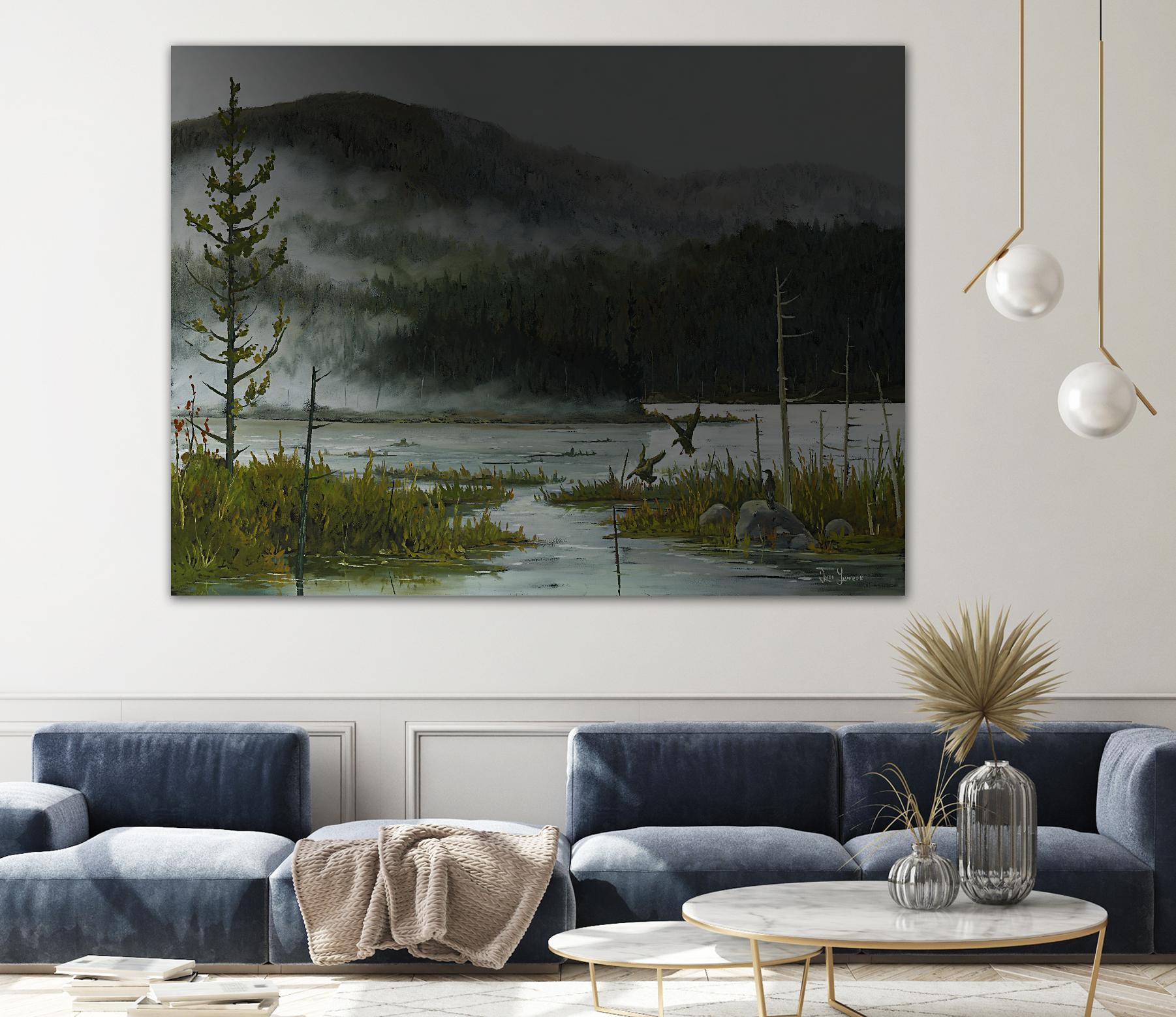 Le lac vaseau by Yvon Lemieux on GIANT ART - green landscape