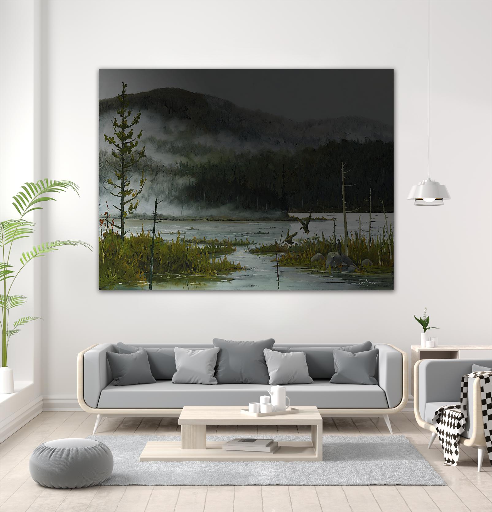 Le lac vaseau by Yvon Lemieux on GIANT ART - green landscape