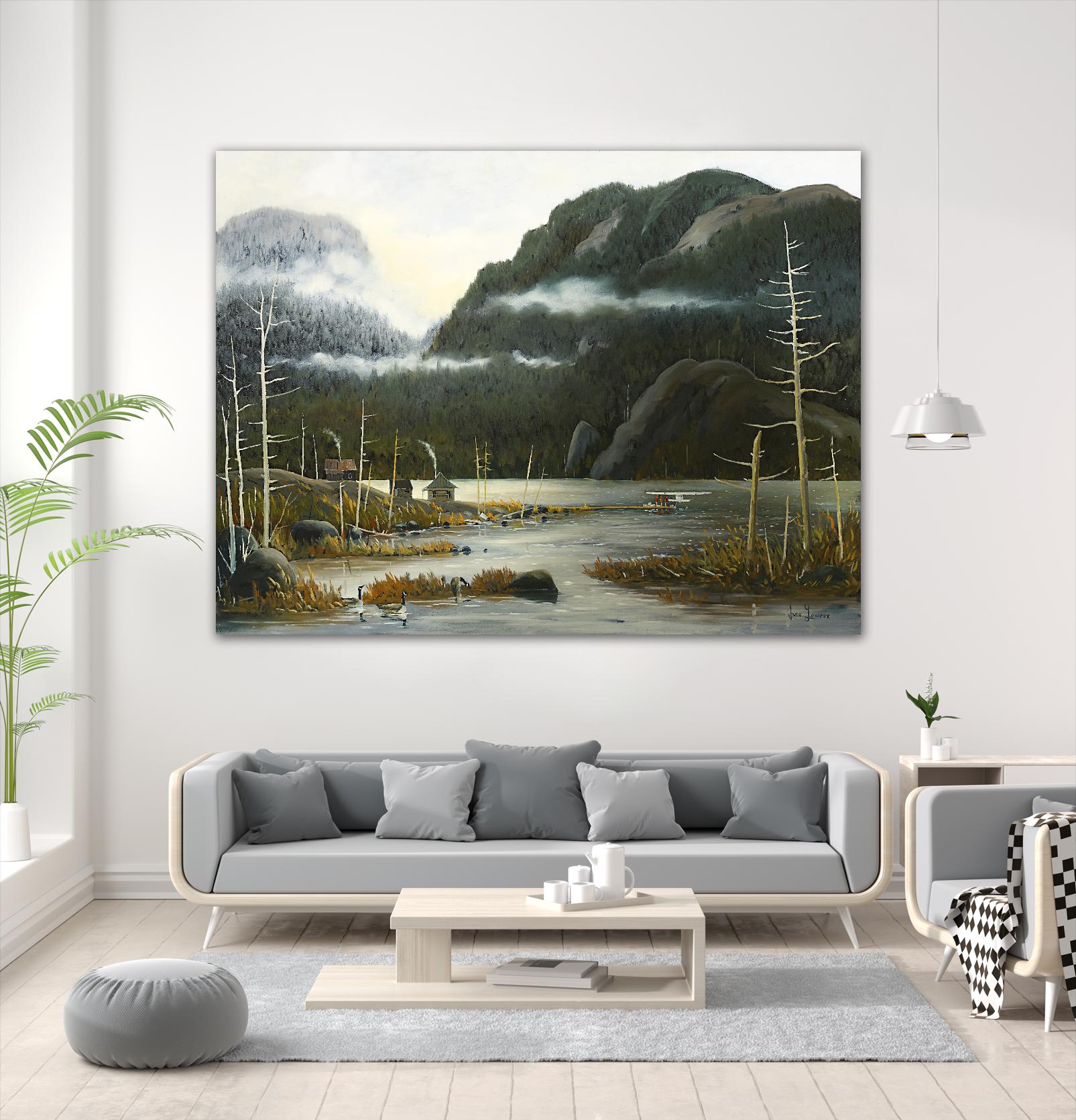 Départ pour la chasse by Yvon Lemieux on GIANT ART - green landscape