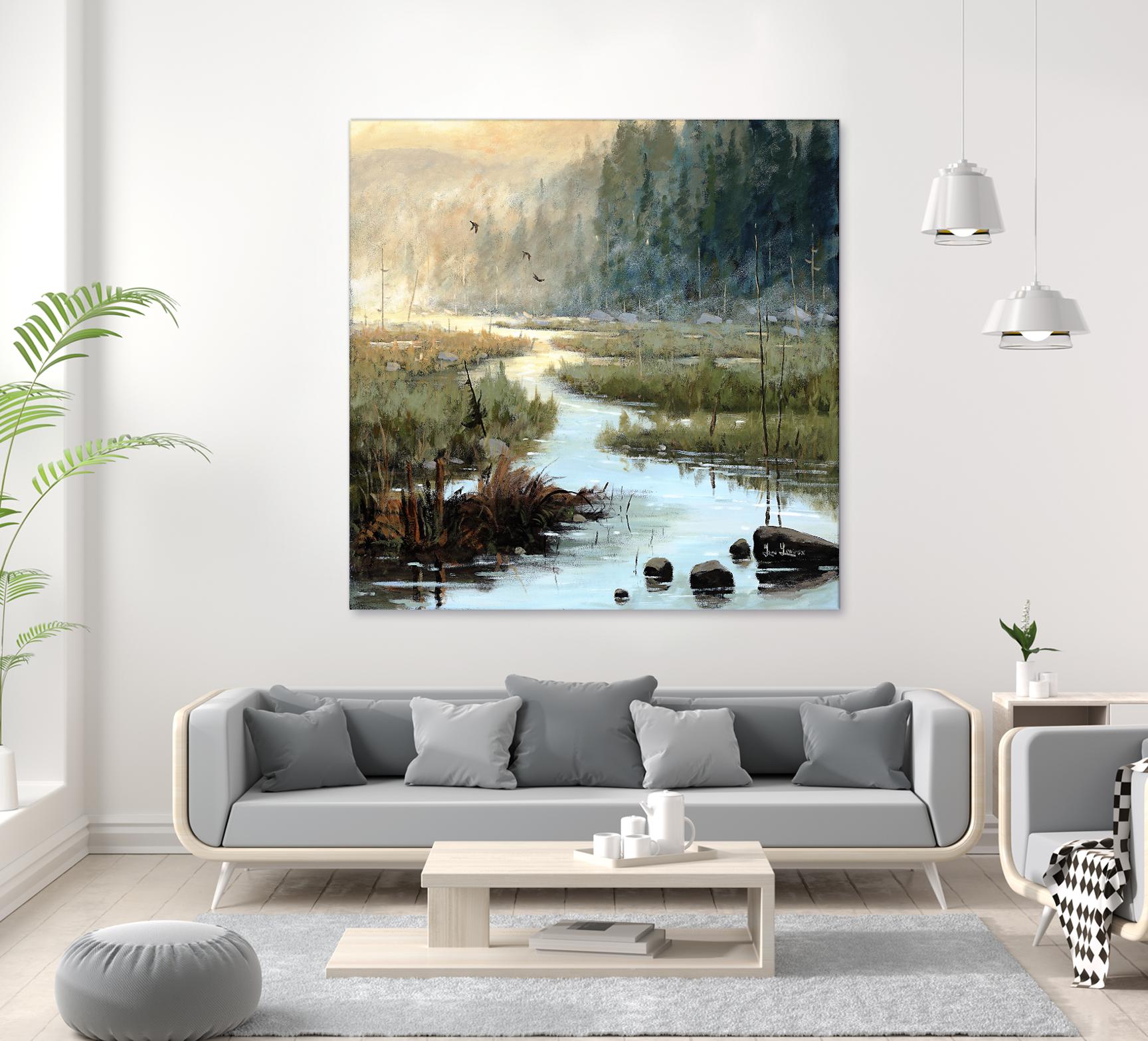 Un matin à Salzbourg by Yvon Lemieux on GIANT ART - green landscape