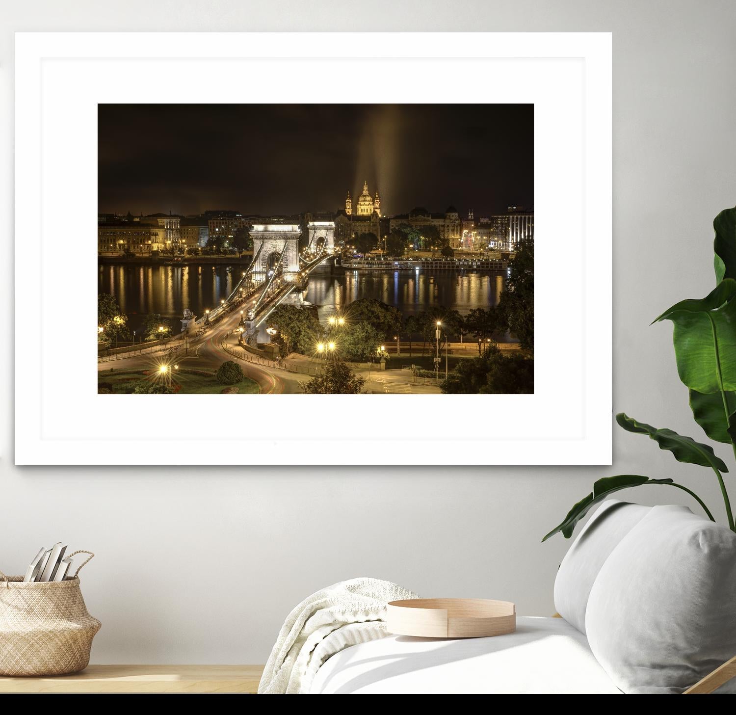 Budapest Chain Bridge traffic by Nick Jackson on GIANT ART - beige landscape