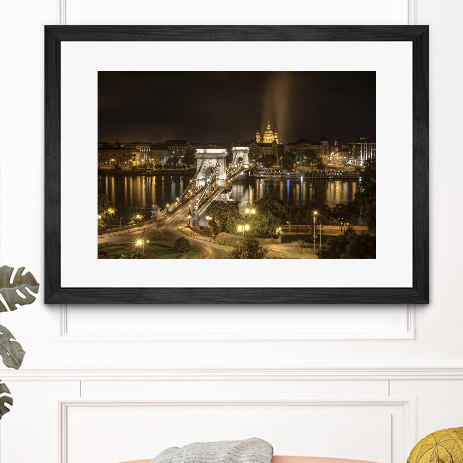 Budapest Chain Bridge traffic by Nick Jackson on GIANT ART - beige landscape