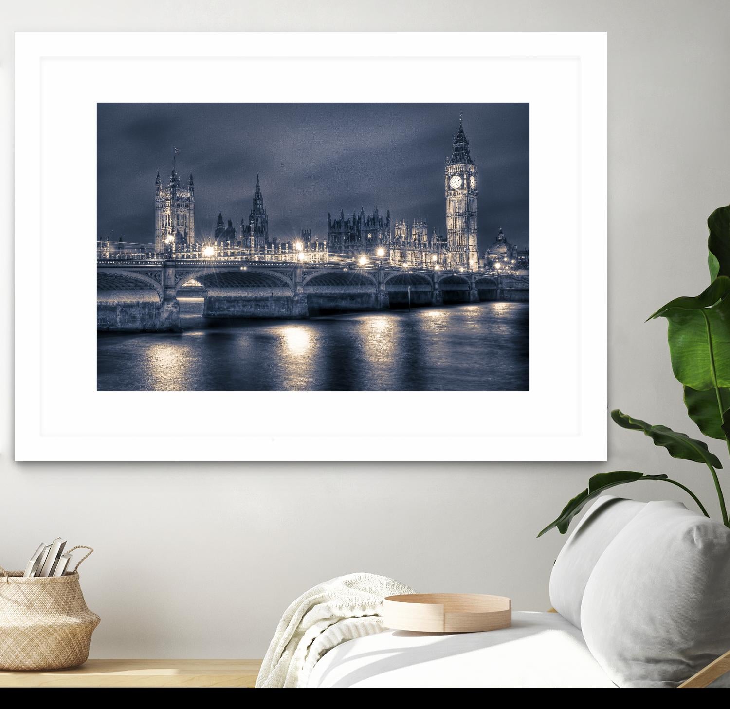 Night time at the Houses of Parliament by Nick Jackson on GIANT ART - blue city scene