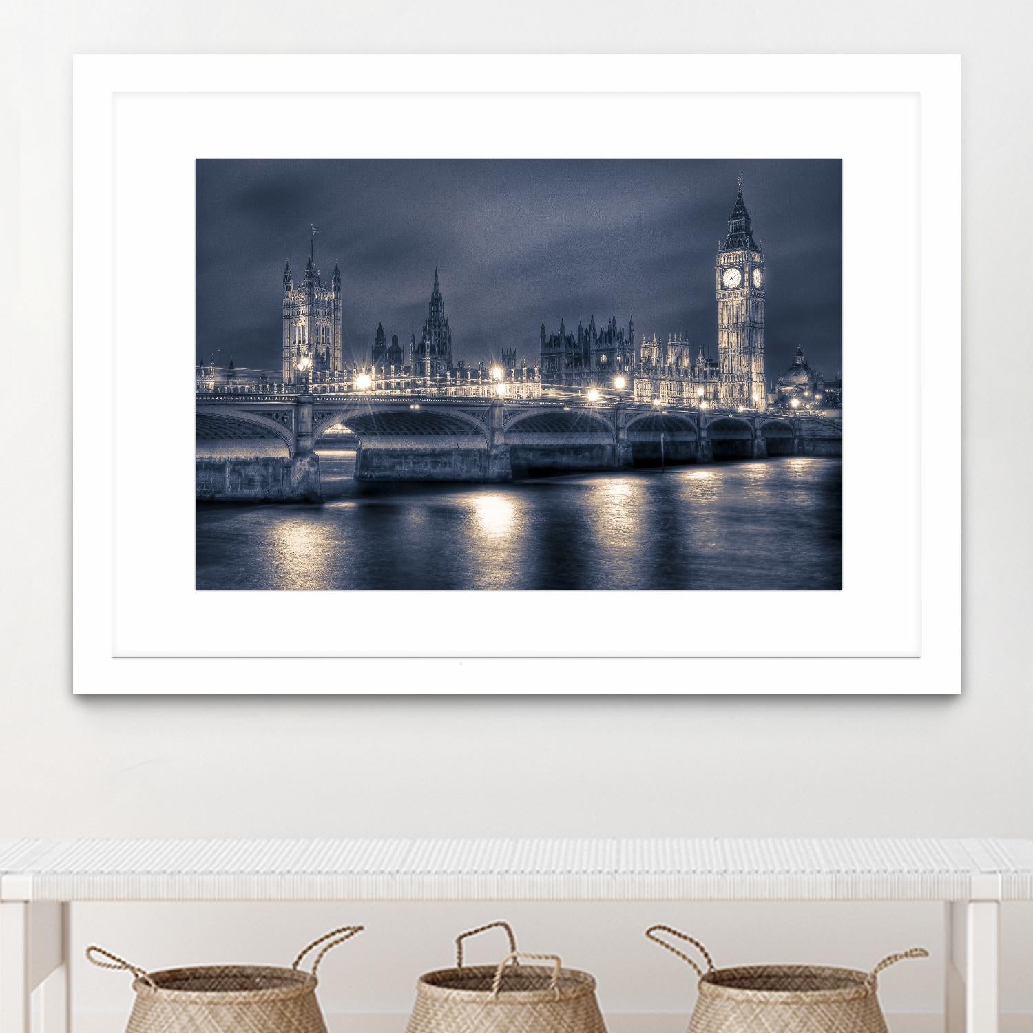 Night time at the Houses of Parliament by Nick Jackson on GIANT ART - blue city scene