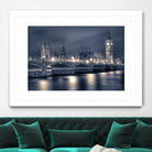 Night time at the Houses of Parliament by Nick Jackson on GIANT ART - blue city scene