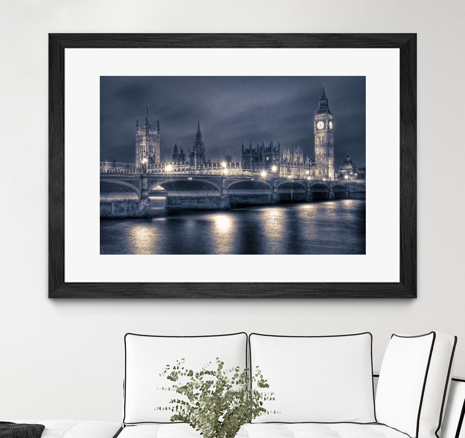 Night time at the Houses of Parliament by Nick Jackson on GIANT ART - blue city scene