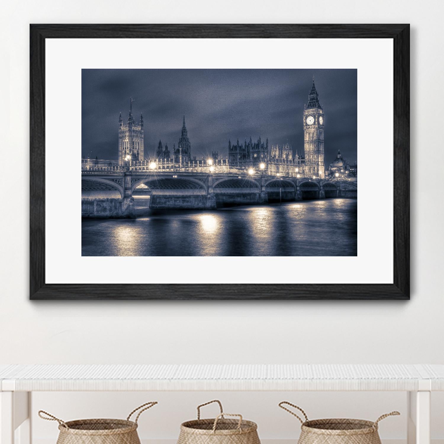 Night time at the Houses of Parliament by Nick Jackson on GIANT ART - blue city scene