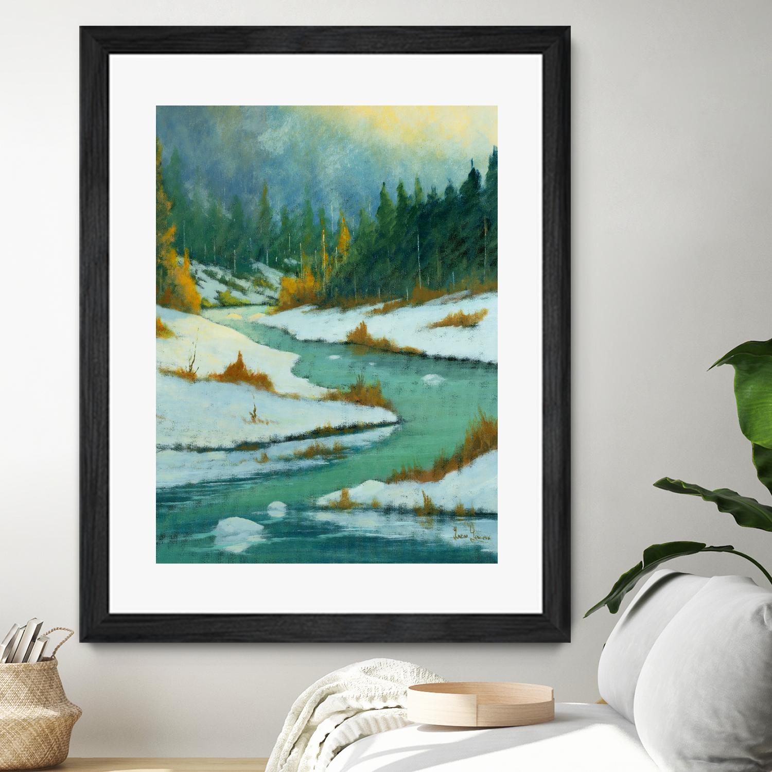 Le dégel by Yvon Lemieux on GIANT ART - green landscape artistes du québec