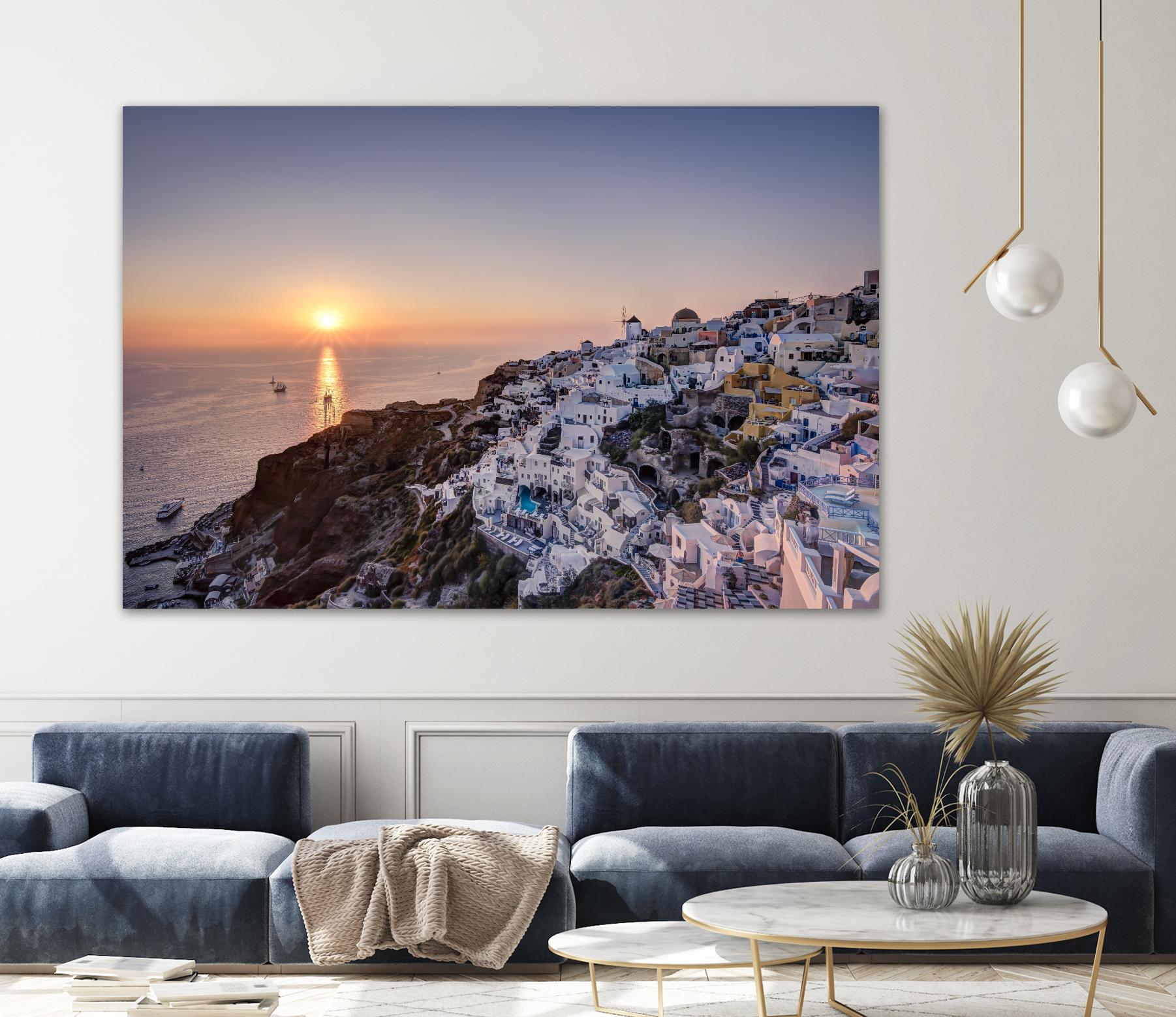 Sailing into the sunset, Oia, Greece by Nick Jackson on GIANT ART - blue landscape