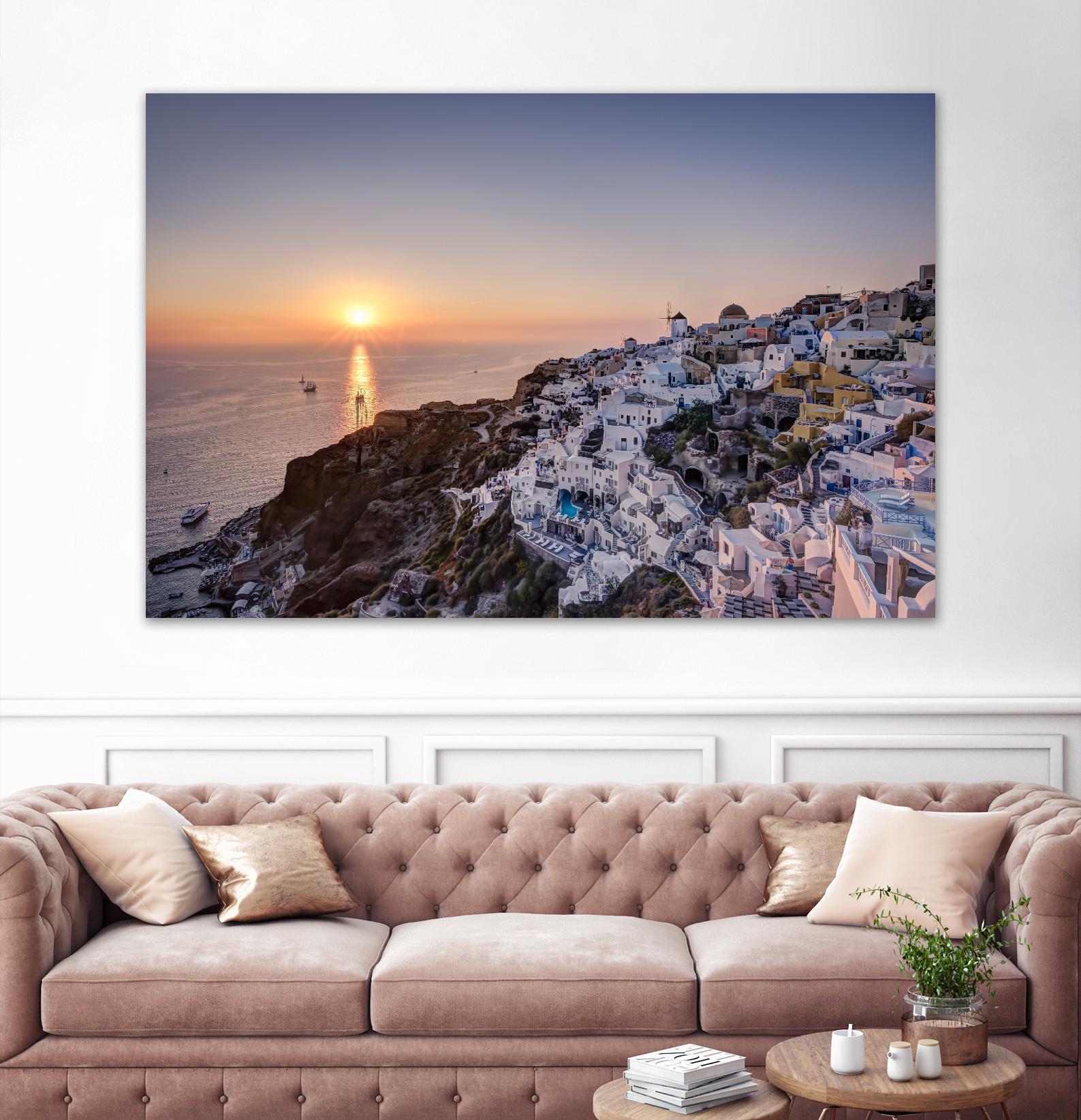 Sailing into the sunset, Oia, Greece by Nick Jackson on GIANT ART - blue landscape