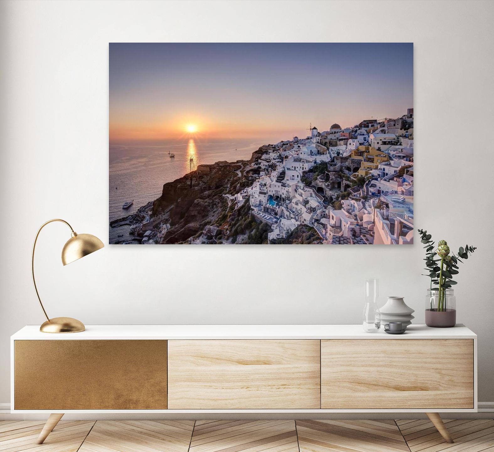 Sailing into the sunset, Oia, Greece by Nick Jackson on GIANT ART - blue landscape