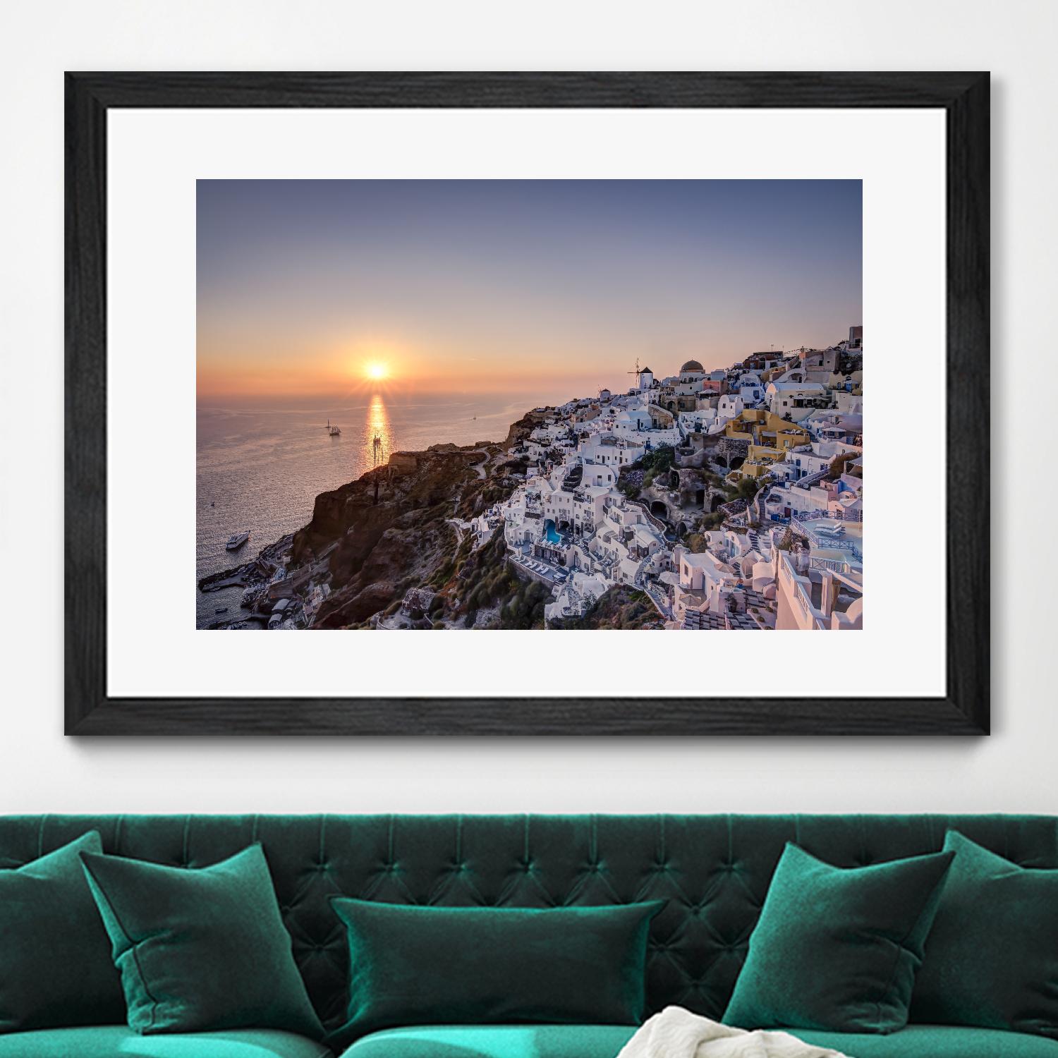 Sailing into the sunset, Oia, Greece by Nick Jackson on GIANT ART - blue landscape