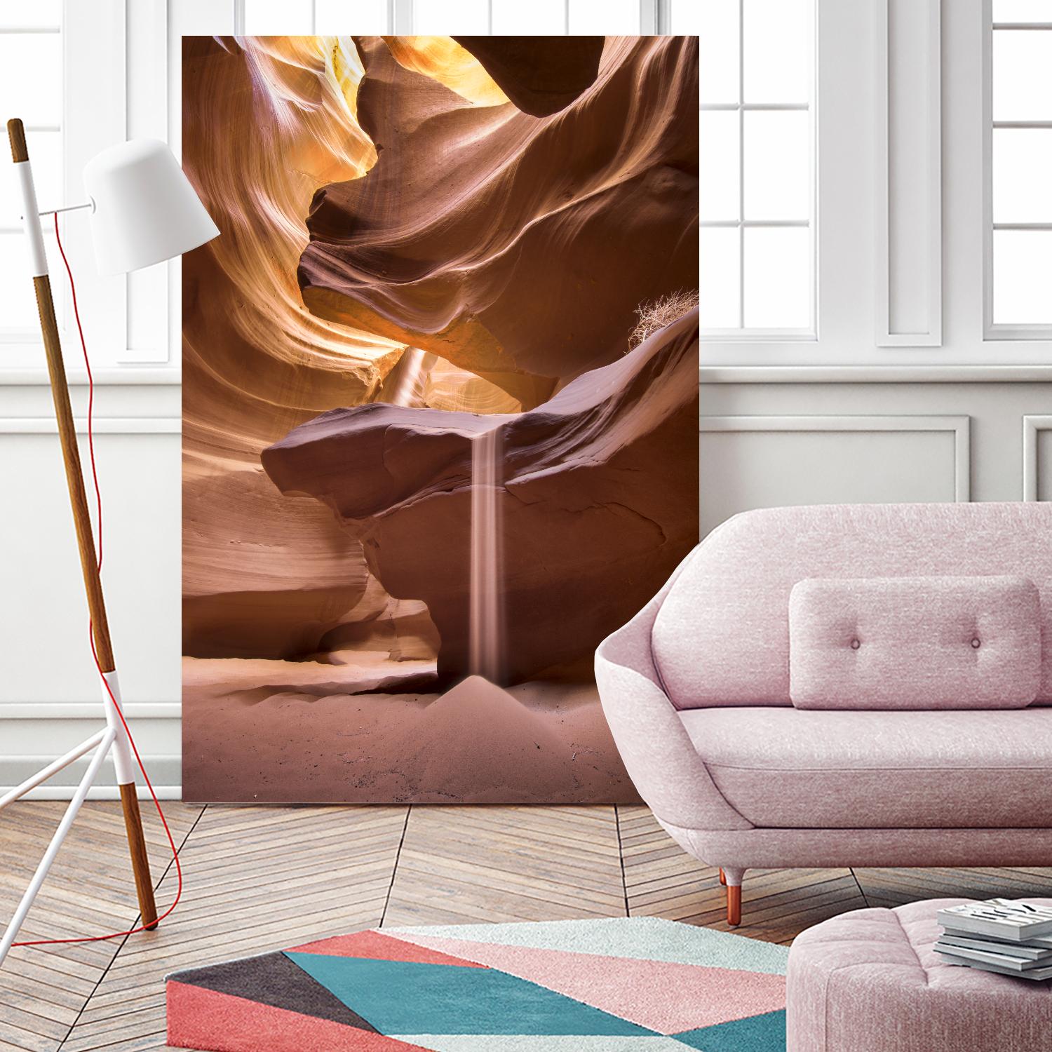 Sand pours through Antelope Canyon by Nick Jackson on GIANT ART - yellow landscape