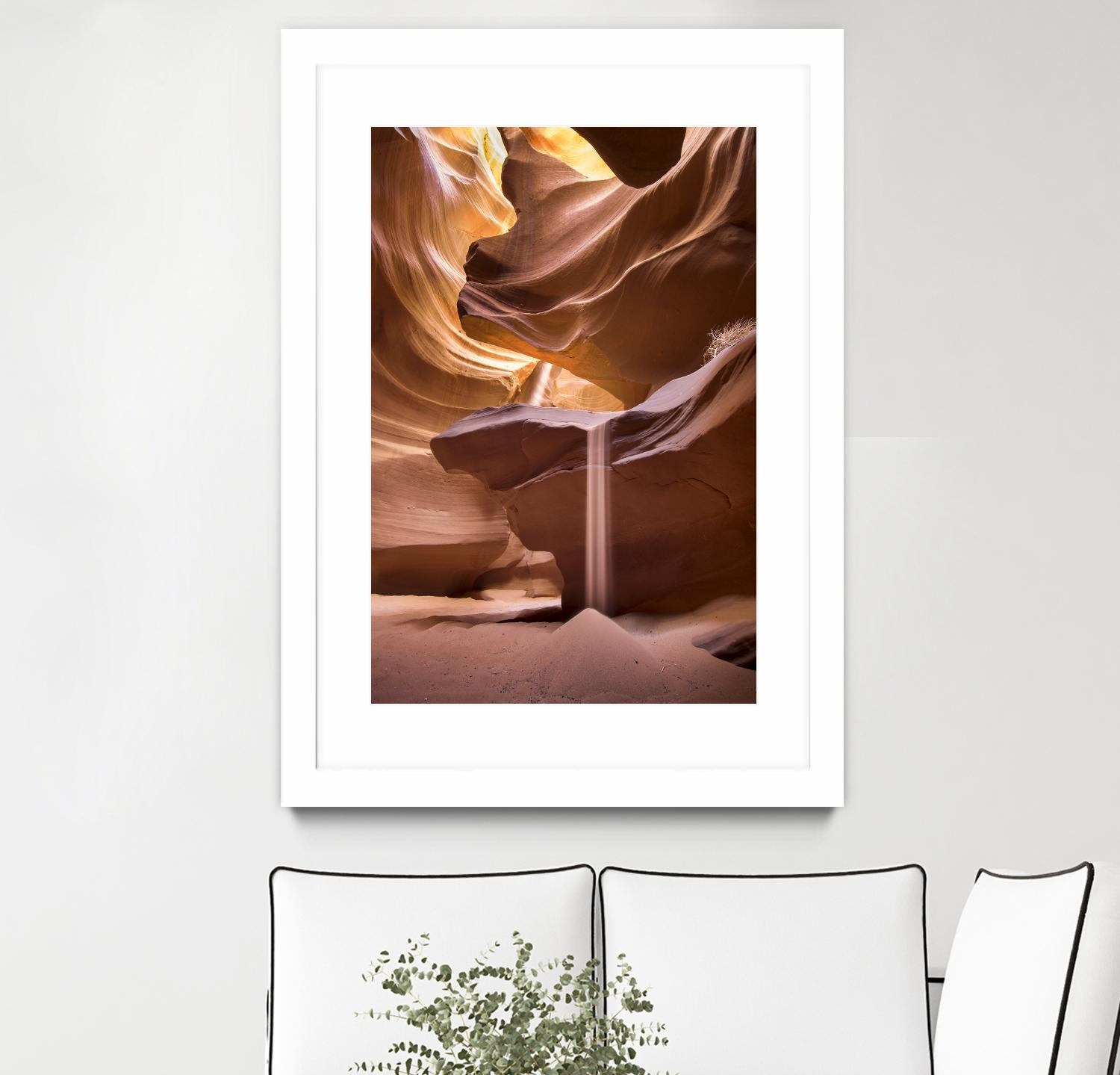 Sand pours through Antelope Canyon by Nick Jackson on GIANT ART - yellow landscape