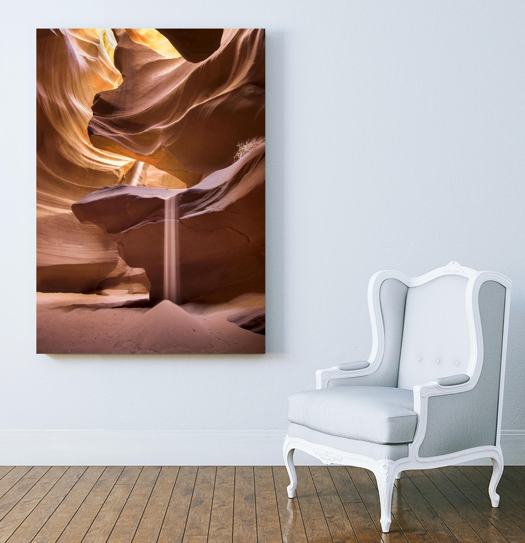 Sand pours through Antelope Canyon by Nick Jackson on GIANT ART - yellow landscape