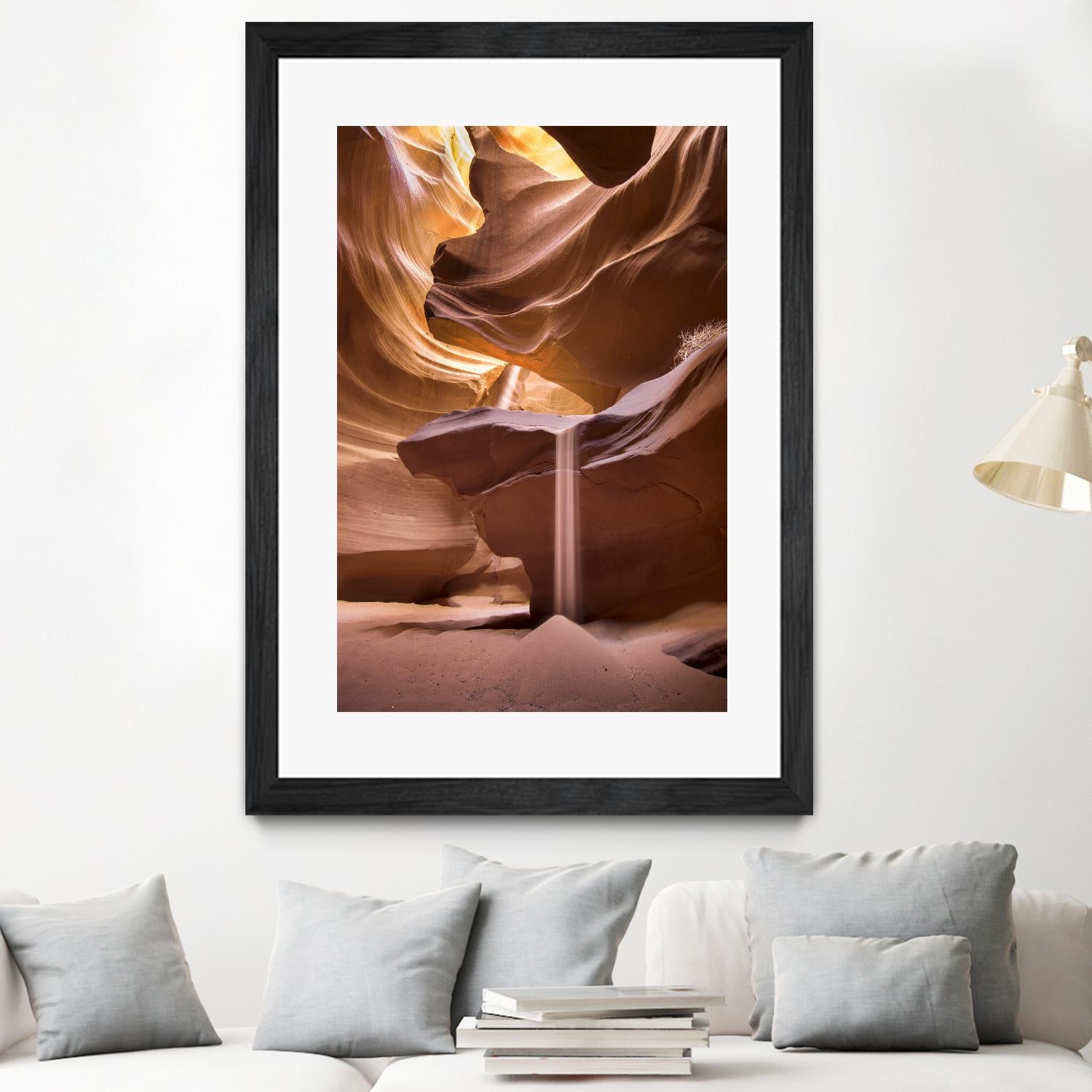 Sand pours through Antelope Canyon by Nick Jackson on GIANT ART - yellow landscape