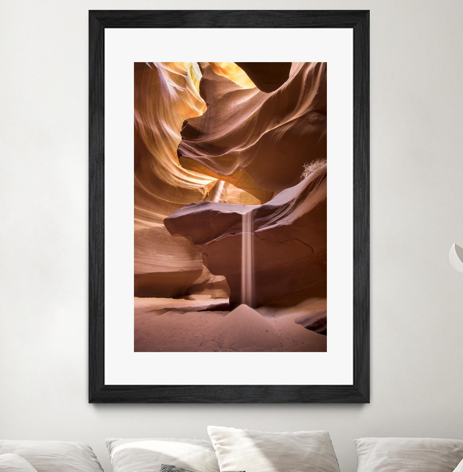 Sand pours through Antelope Canyon by Nick Jackson on GIANT ART - yellow landscape