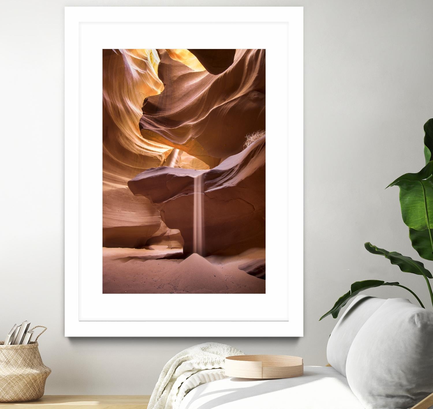 Sand pours through Antelope Canyon by Nick Jackson on GIANT ART - yellow landscape