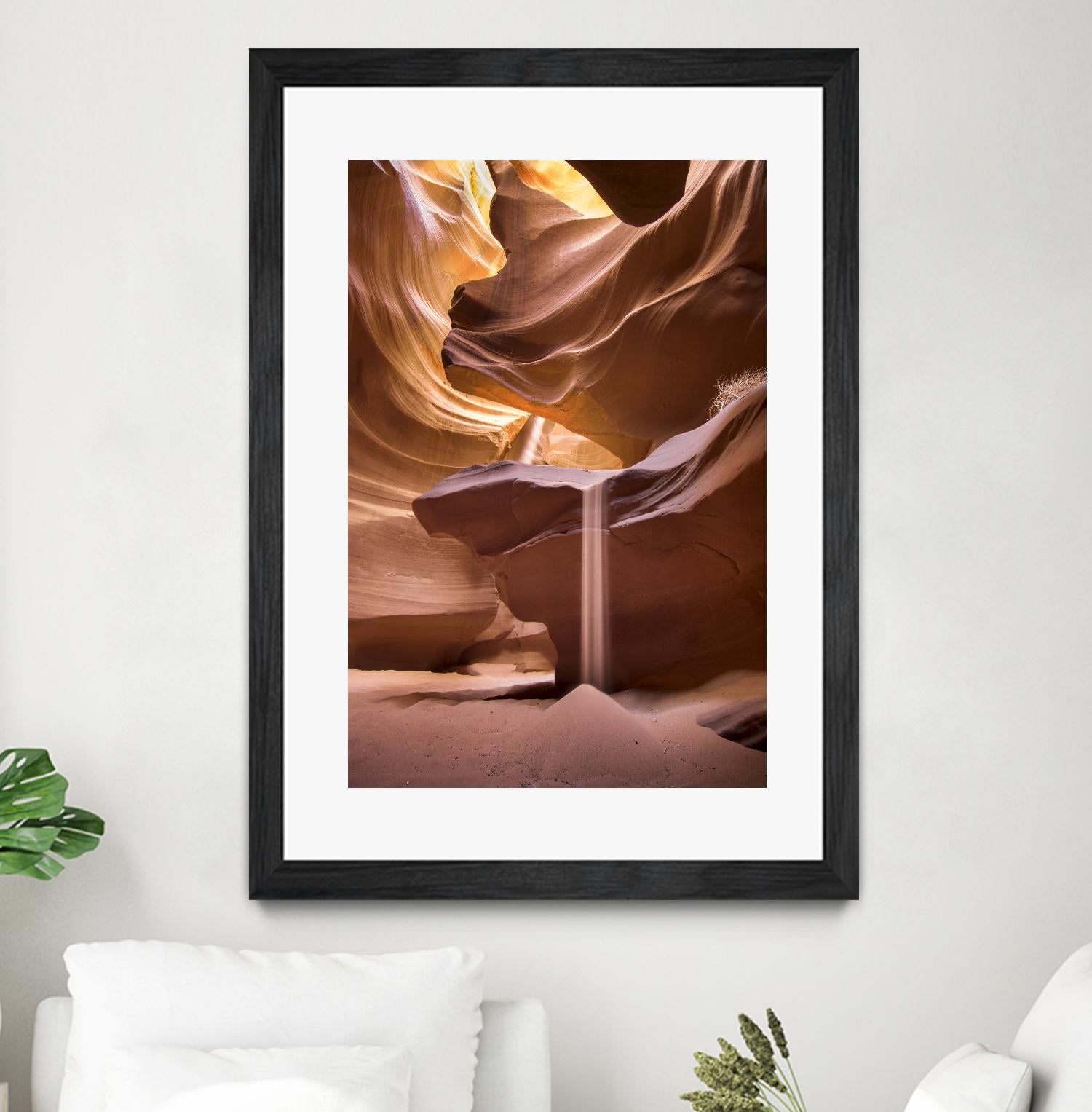 Sand pours through Antelope Canyon by Nick Jackson on GIANT ART - yellow landscape