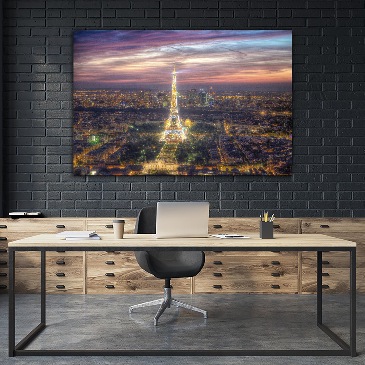 The sparkling lights of the Eiffel Tower by Nick Jackson on GIANT ART - pink city scene