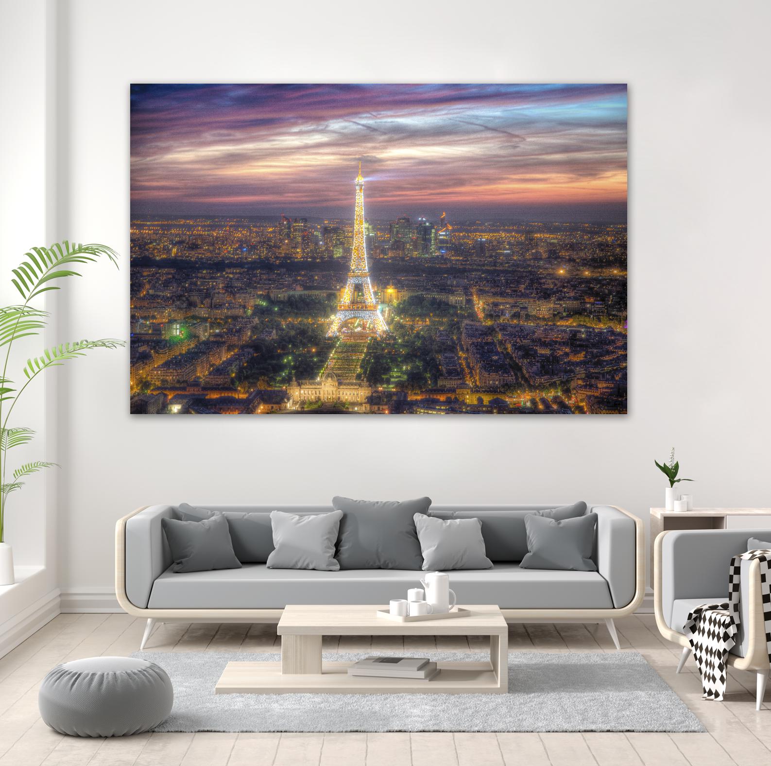 The sparkling lights of the Eiffel Tower by Nick Jackson on GIANT ART - pink city scene
