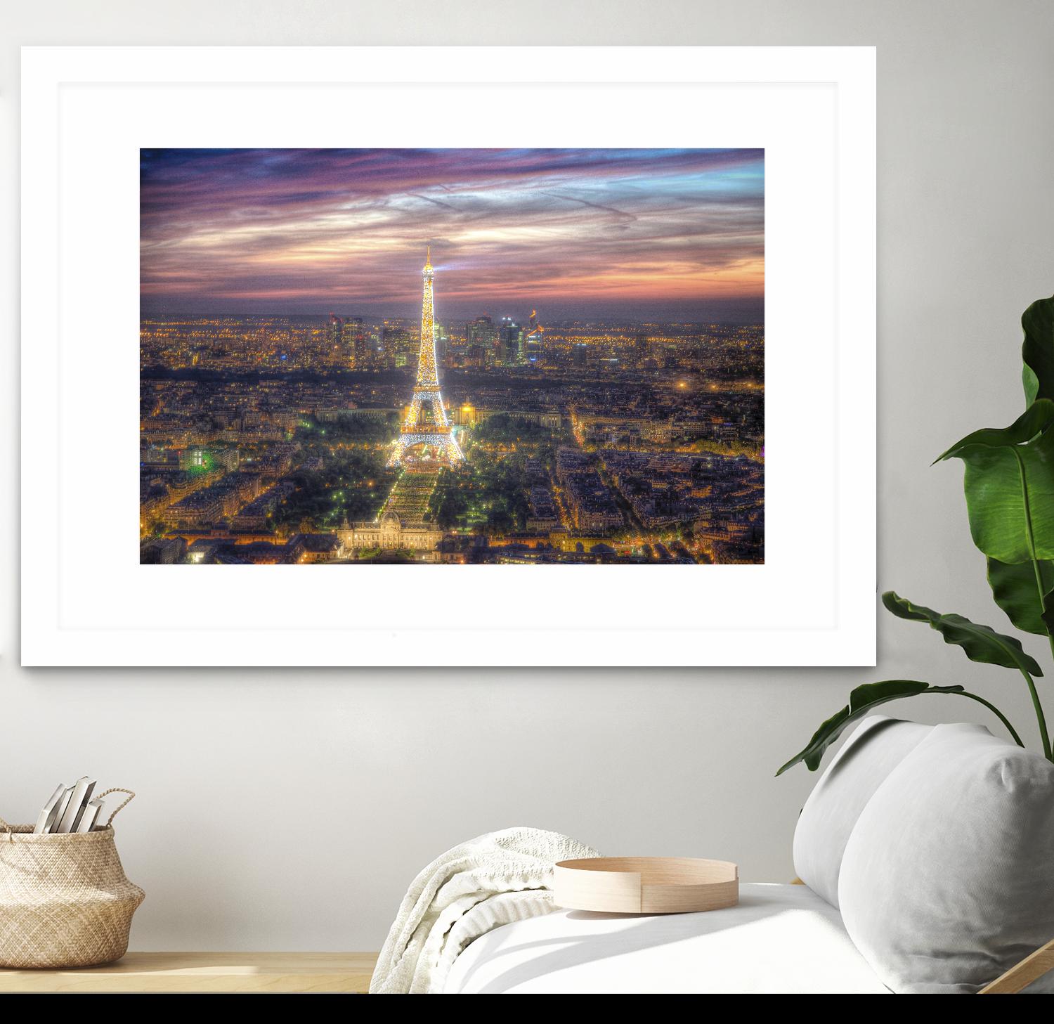 The sparkling lights of the Eiffel Tower by Nick Jackson on GIANT ART - pink city scene