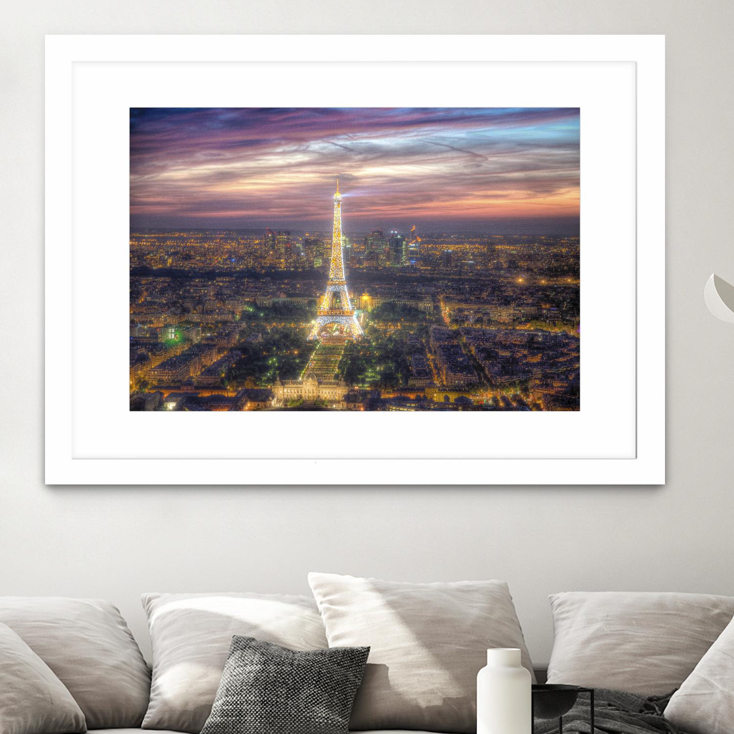 The sparkling lights of the Eiffel Tower by Nick Jackson on GIANT ART - pink city scene