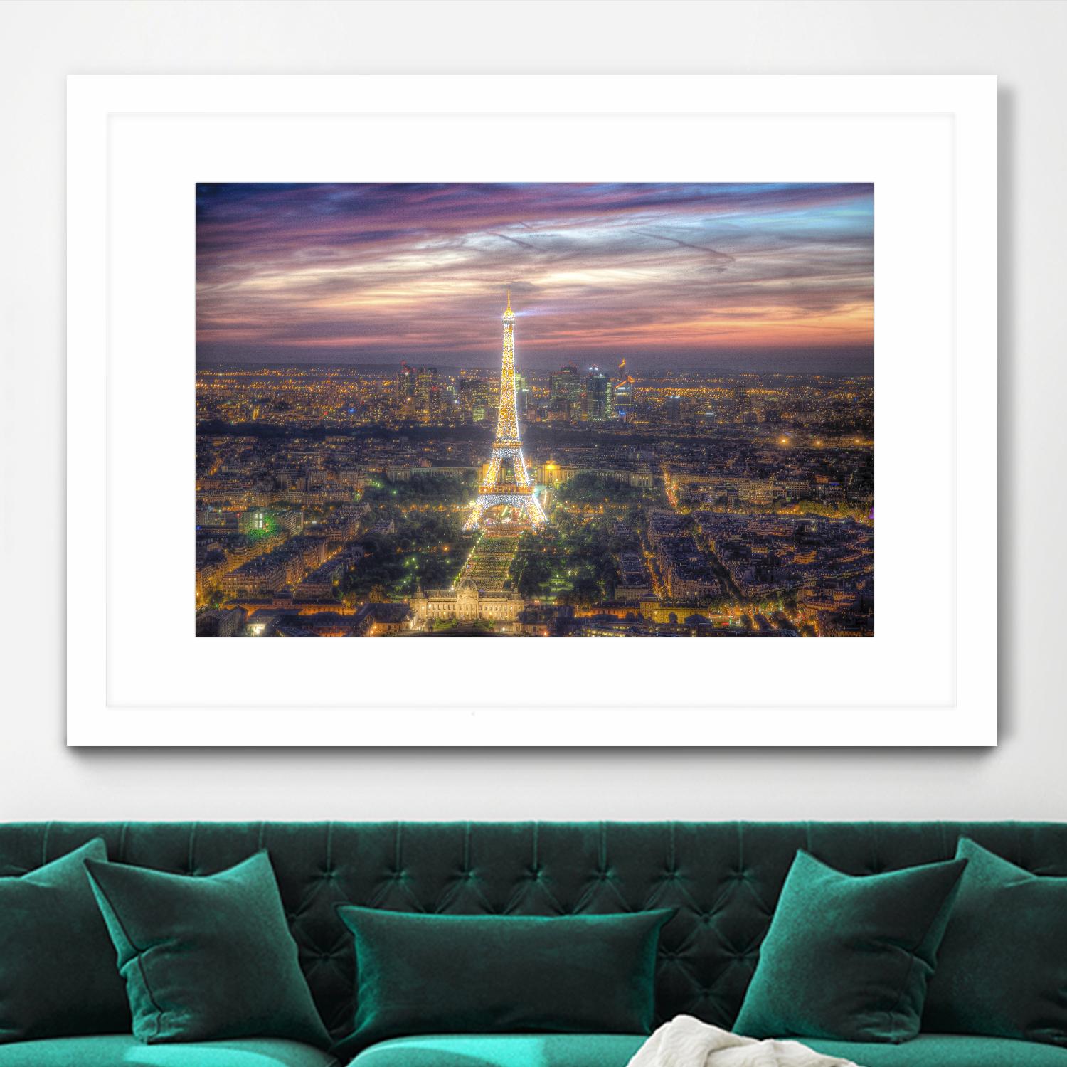 The sparkling lights of the Eiffel Tower by Nick Jackson on GIANT ART - pink city scene