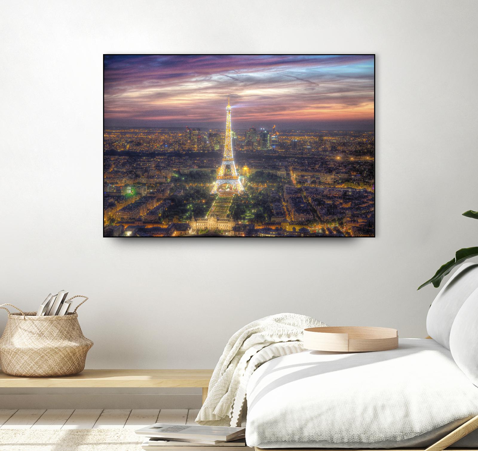 The sparkling lights of the Eiffel Tower by Nick Jackson on GIANT ART - pink city scene