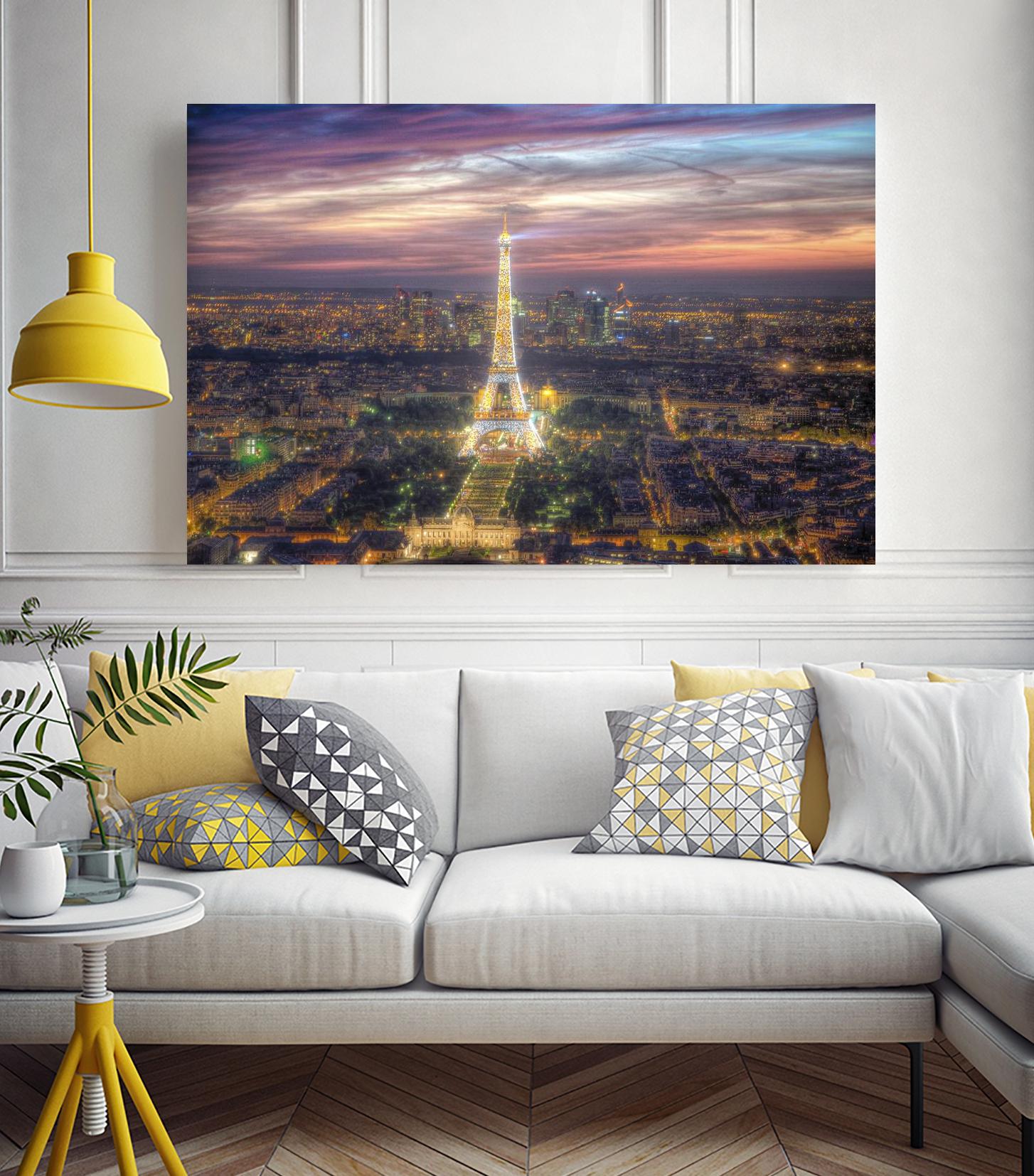 The sparkling lights of the Eiffel Tower by Nick Jackson on GIANT ART - pink city scene