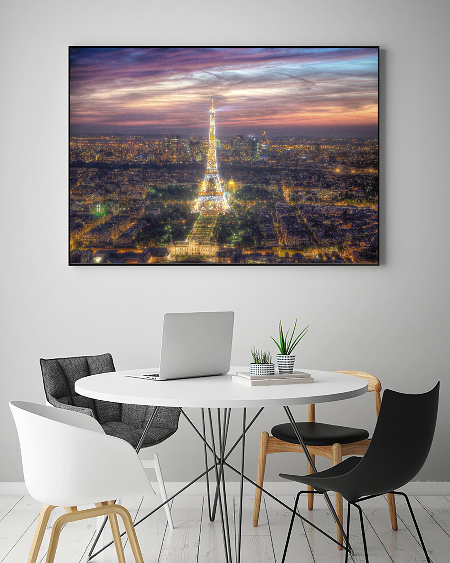 The sparkling lights of the Eiffel Tower by Nick Jackson on GIANT ART - pink city scene