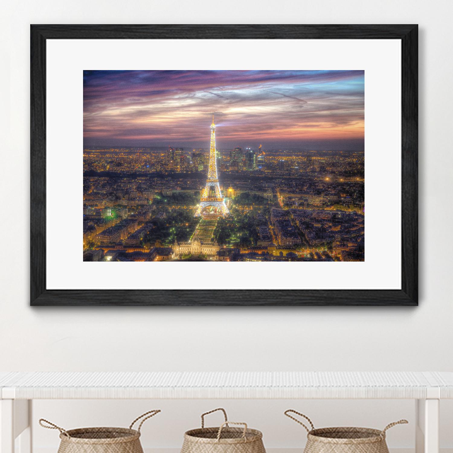 The sparkling lights of the Eiffel Tower by Nick Jackson on GIANT ART - pink city scene