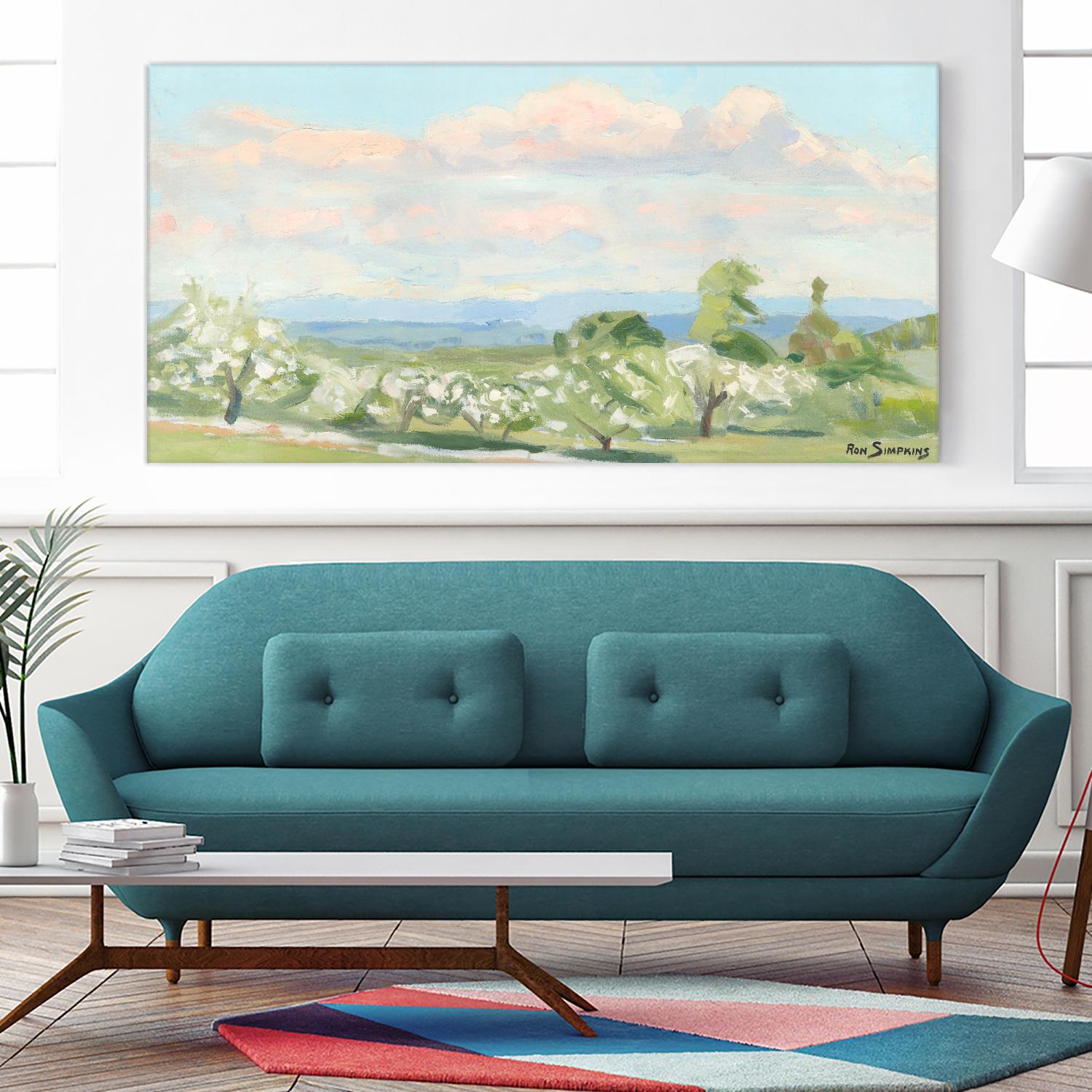 Apple Orchards & Cotton Candy Clouds by Ron Simpkins on GIANT ART - blue landscape
