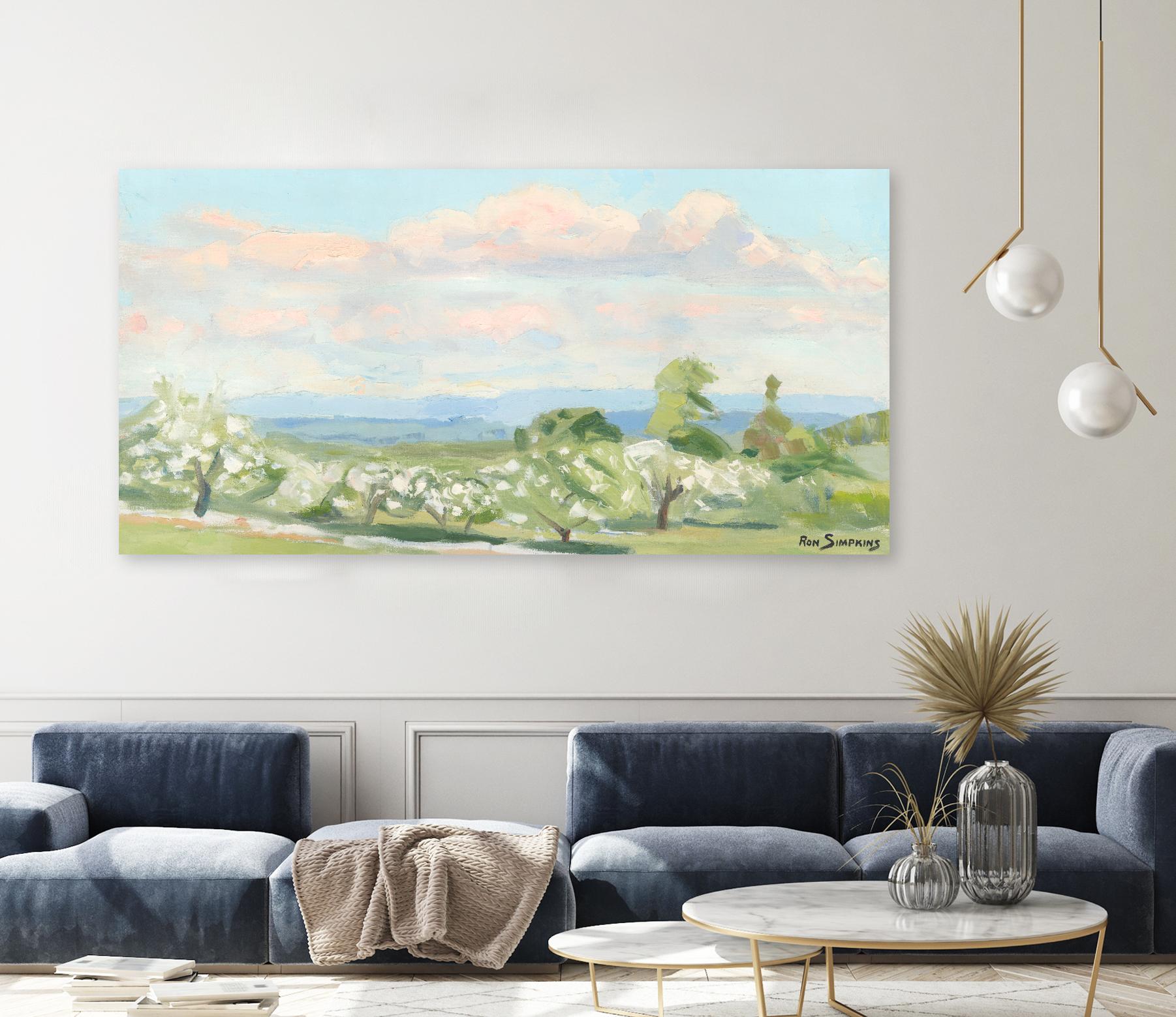 Apple Orchards & Cotton Candy Clouds by Ron Simpkins on GIANT ART - blue landscape