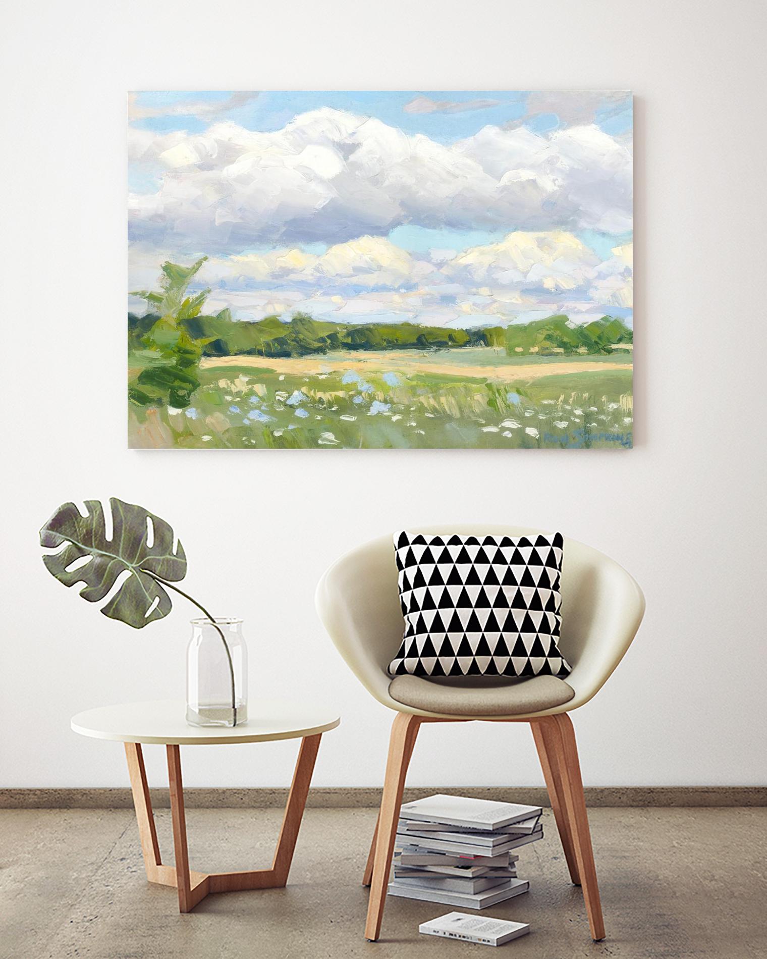 Blue Chickory Fields by Ron Simpkins on GIANT ART - green landscape canadiens