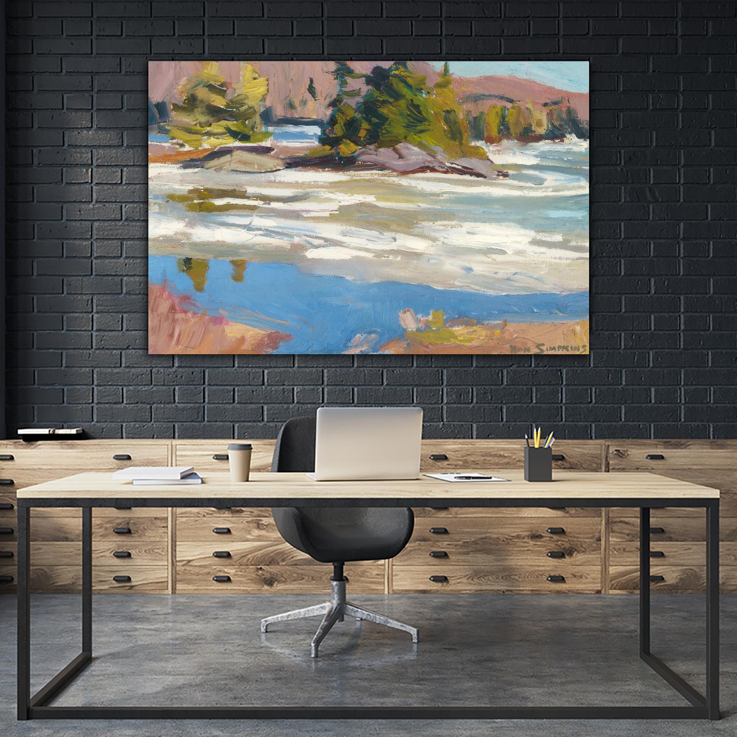 Little Running River by Ron Simpkins on GIANT ART - blue landscape