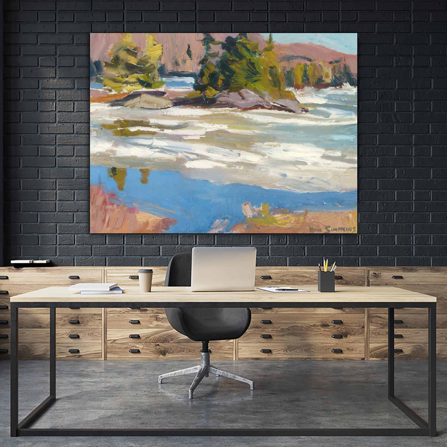 Little Running River by Ron Simpkins on GIANT ART - blue landscape