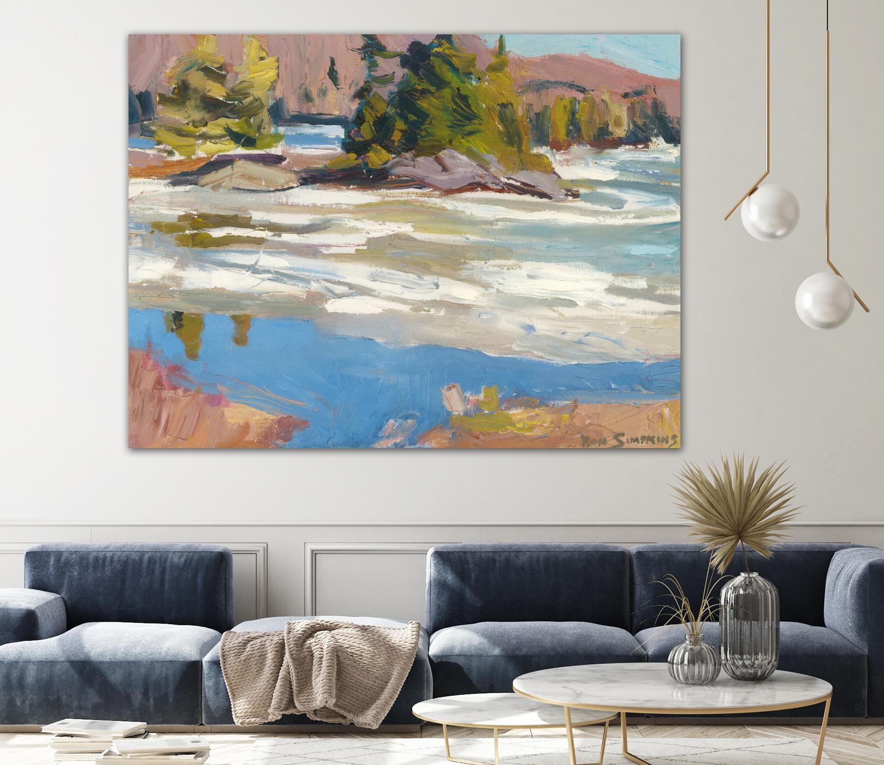 Little Running River by Ron Simpkins on GIANT ART - blue landscape