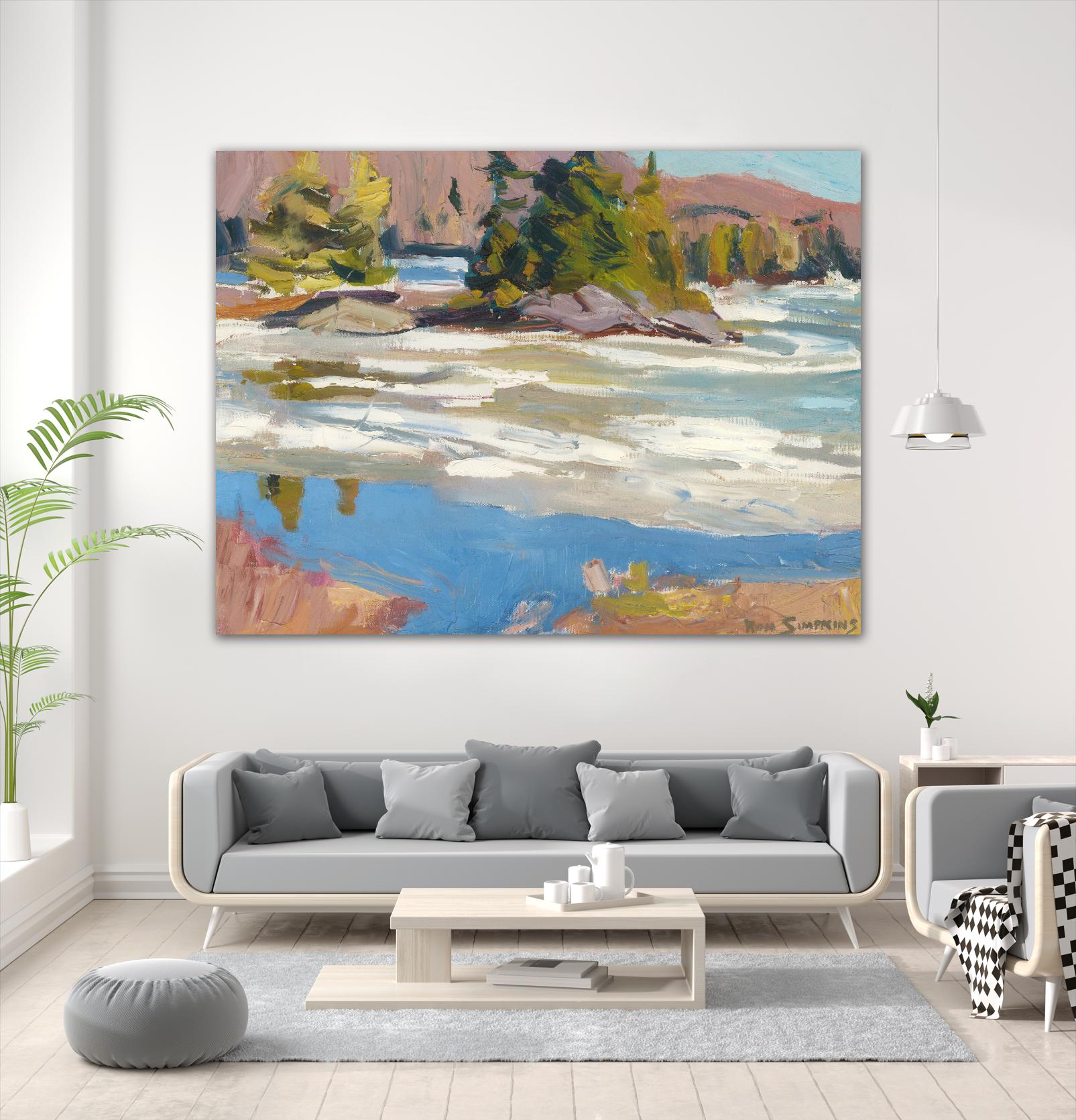 Little Running River by Ron Simpkins on GIANT ART - blue landscape