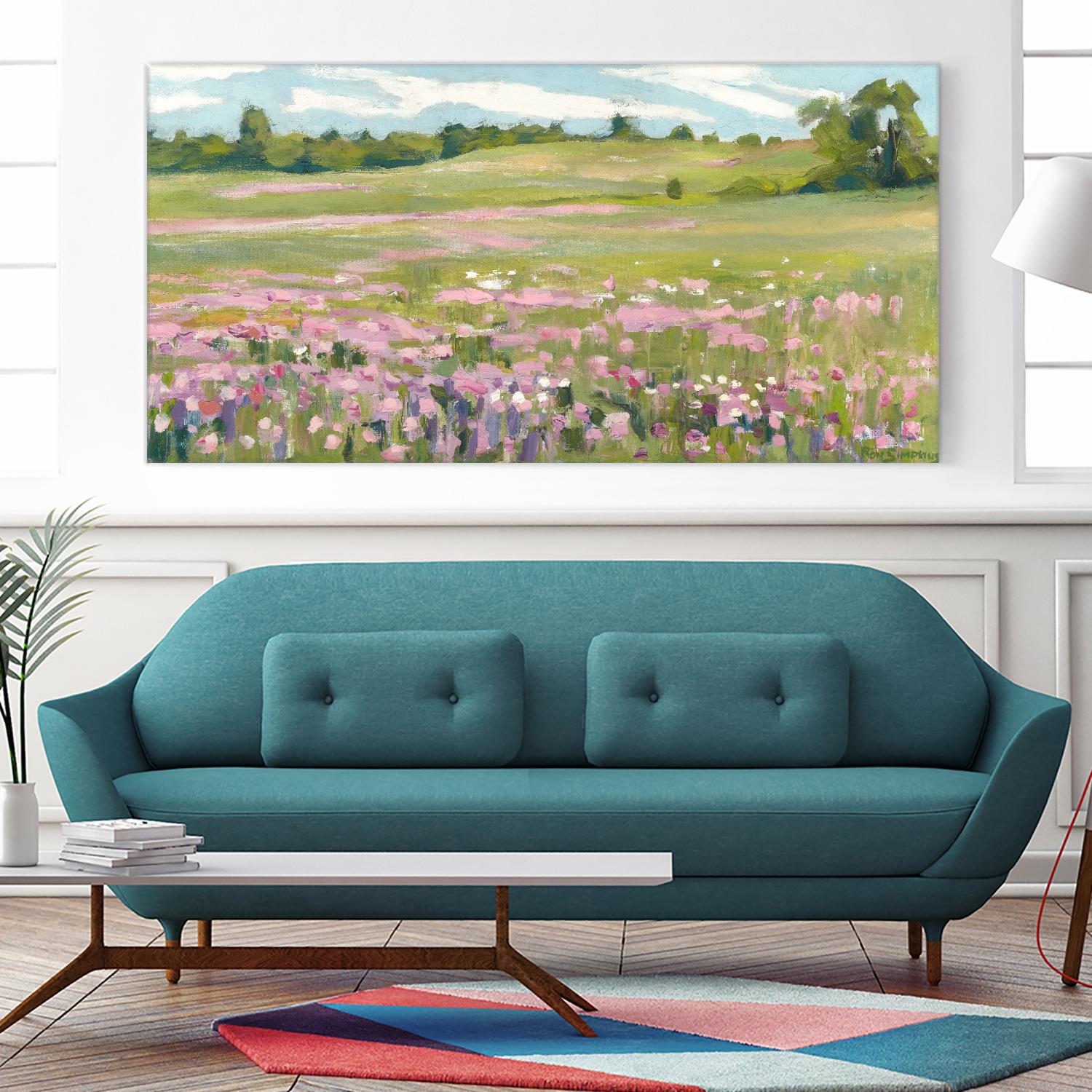 Picnic in Pink by Ron Simpkins on GIANT ART - green landscape