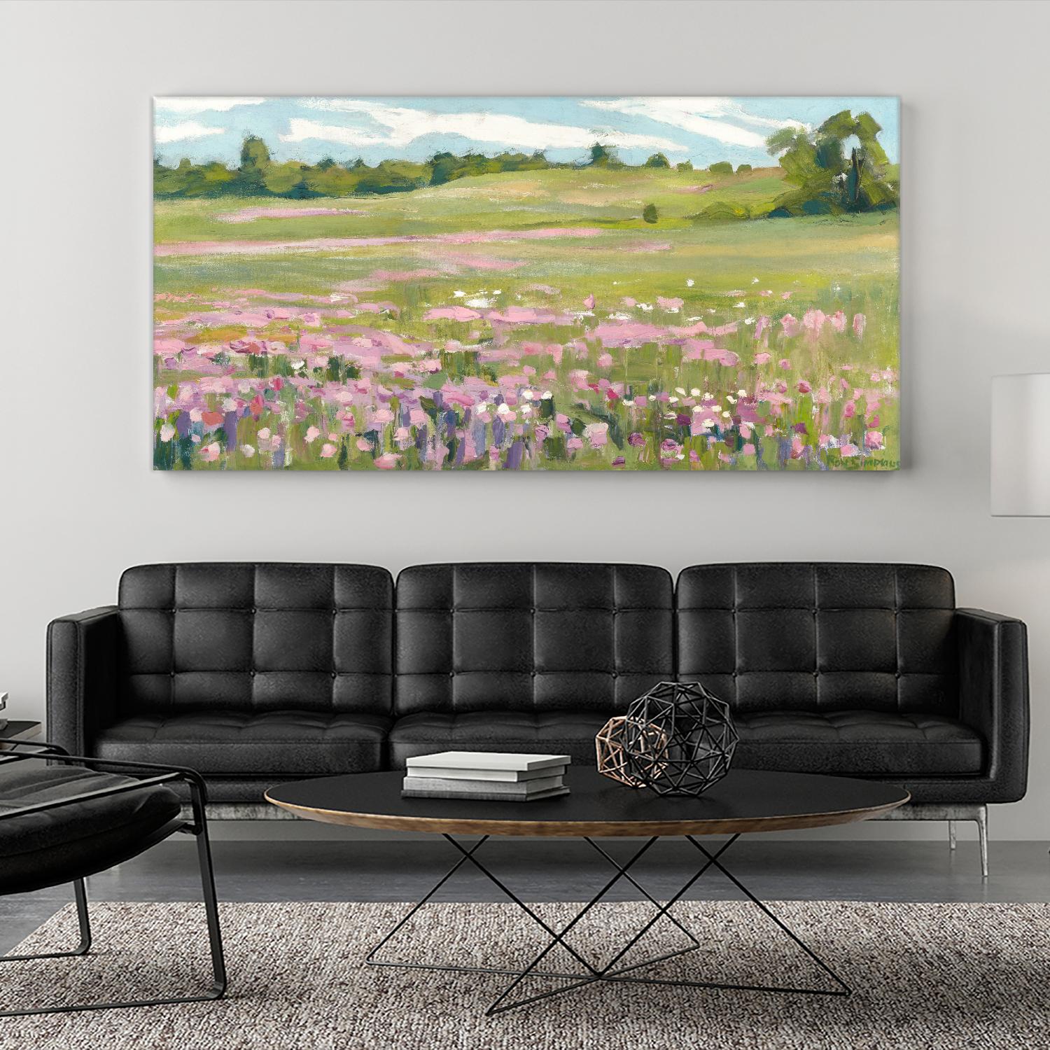 Picnic in Pink by Ron Simpkins on GIANT ART - green landscape