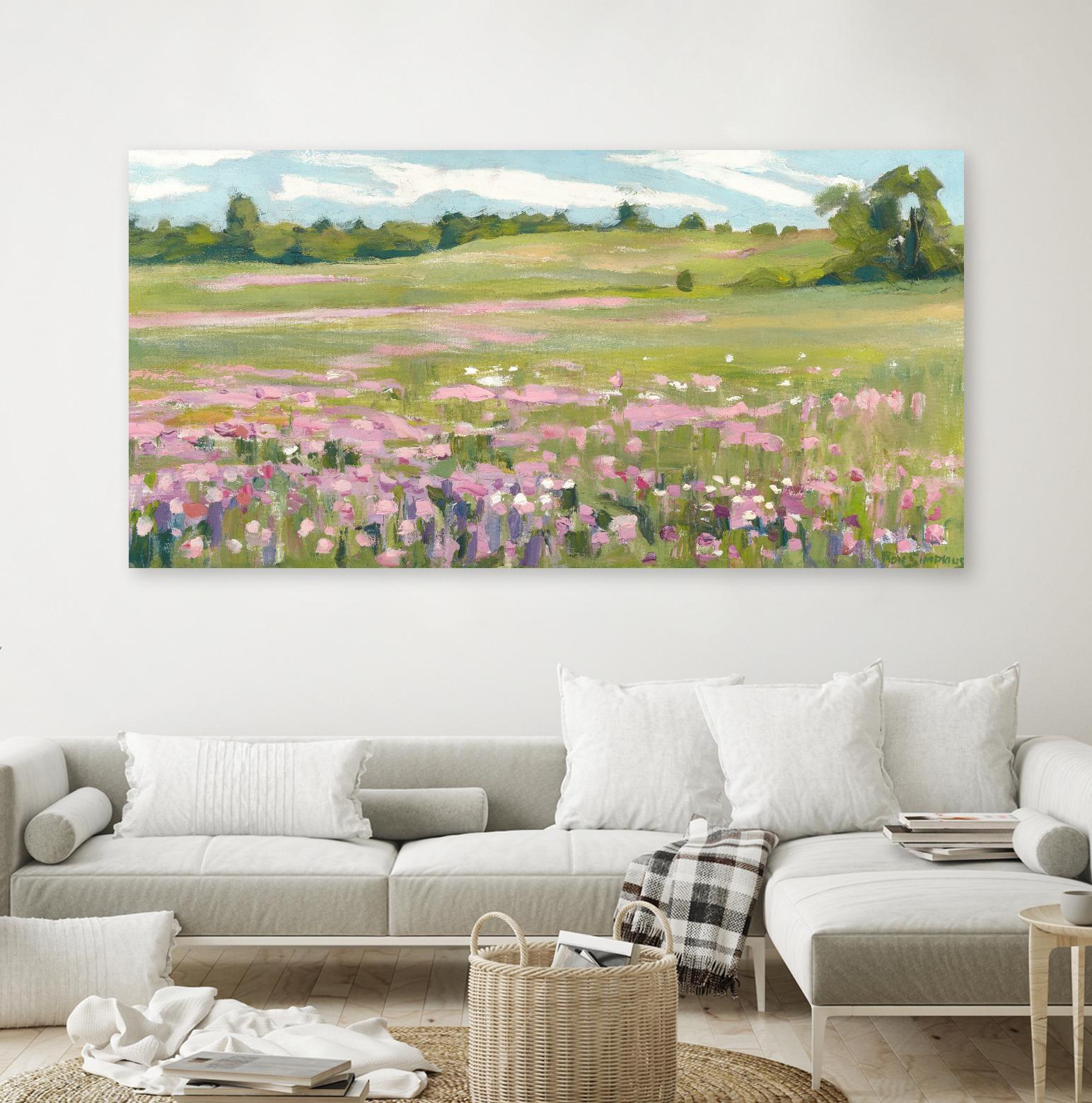 Picnic in Pink by Ron Simpkins on GIANT ART - green landscape