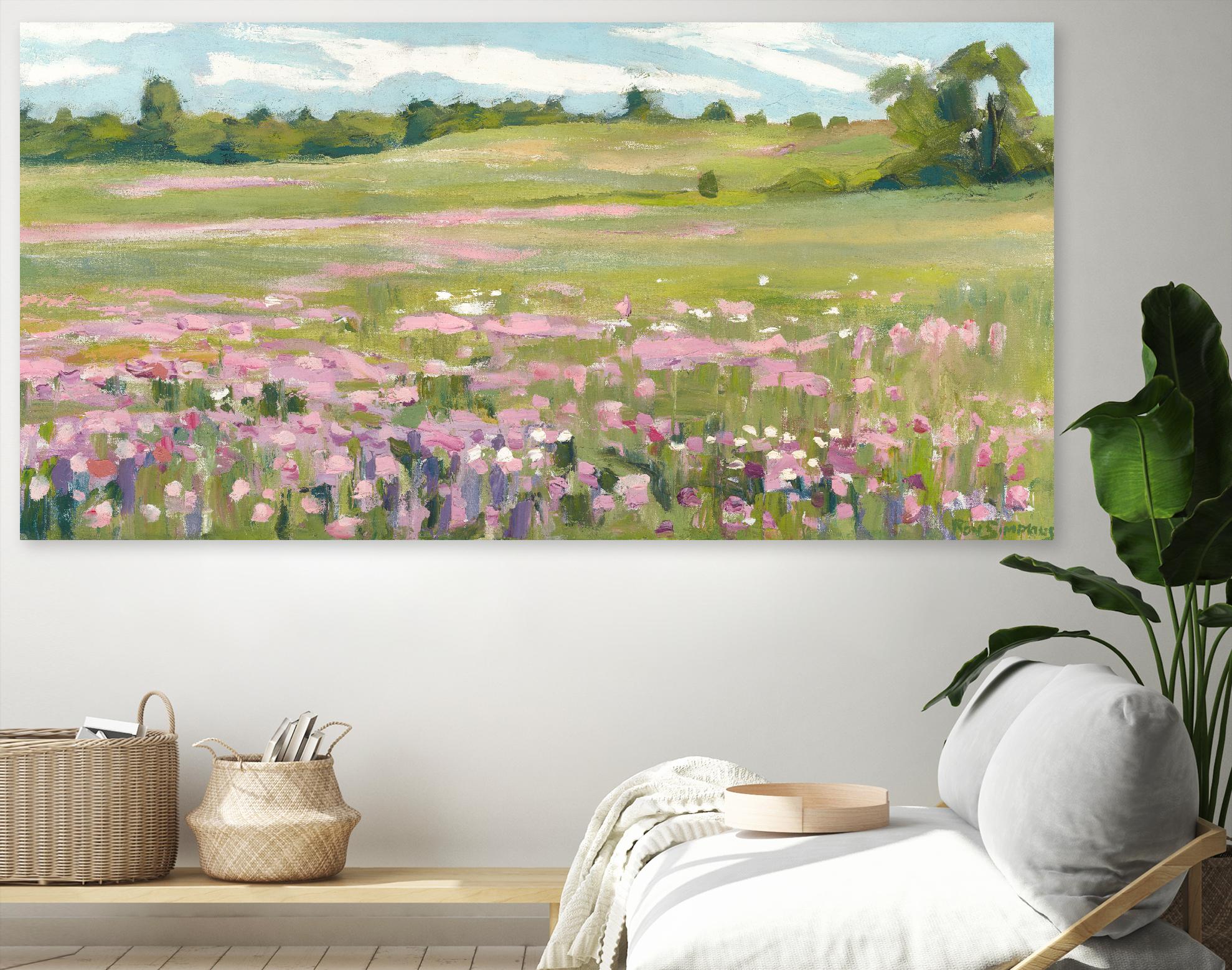 Picnic in Pink by Ron Simpkins on GIANT ART - green landscape