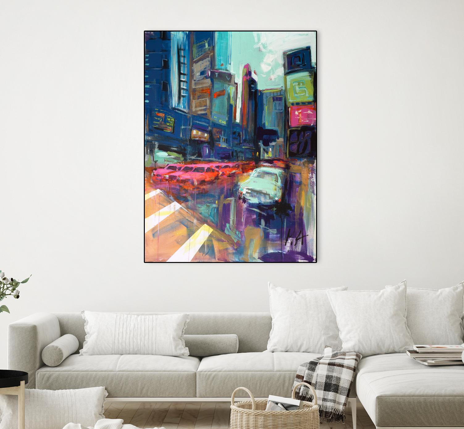 Trafic City by Marc Archambault on GIANT ART - pink city scene