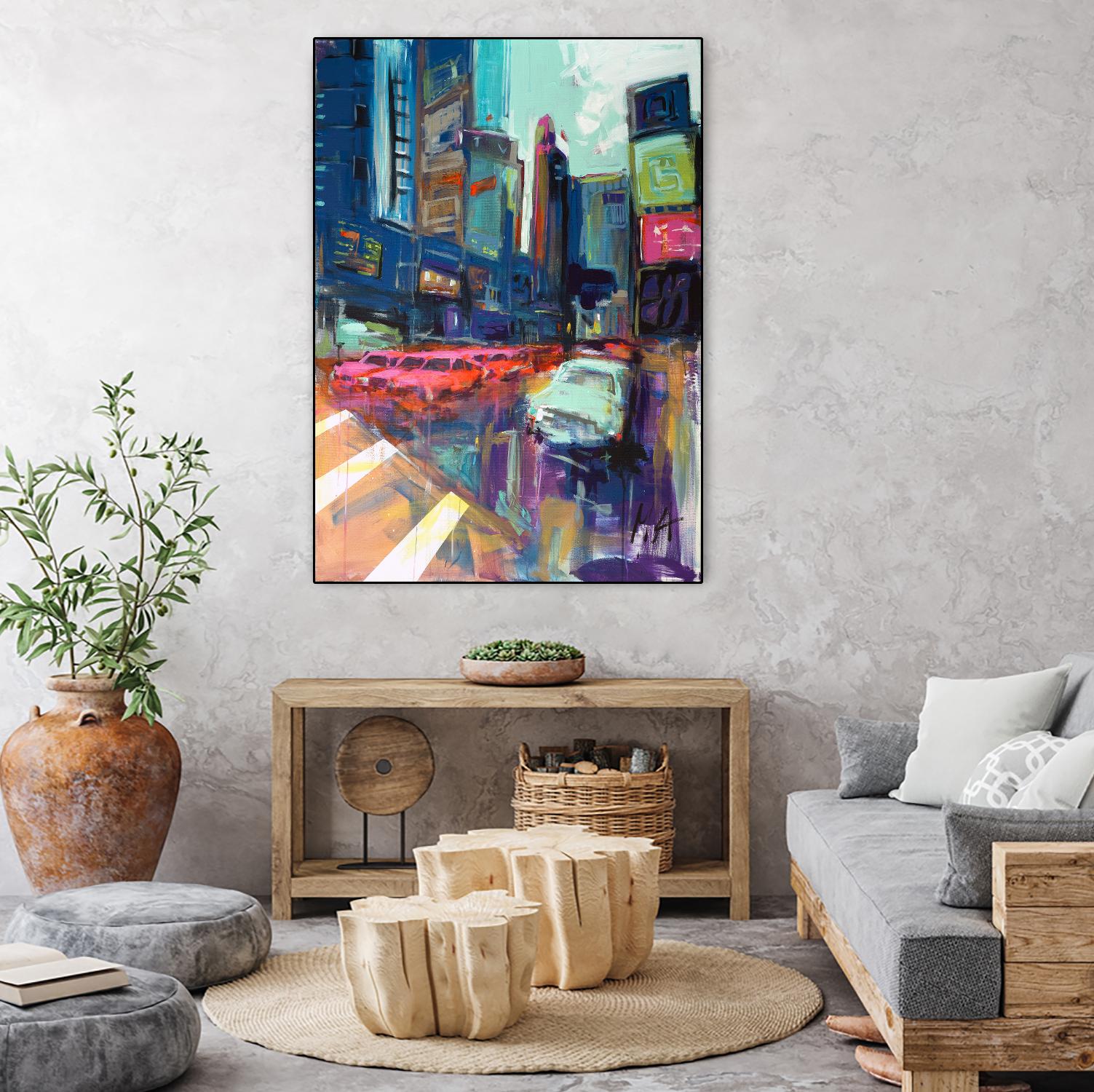 Trafic City by Marc Archambault on GIANT ART - pink city scene