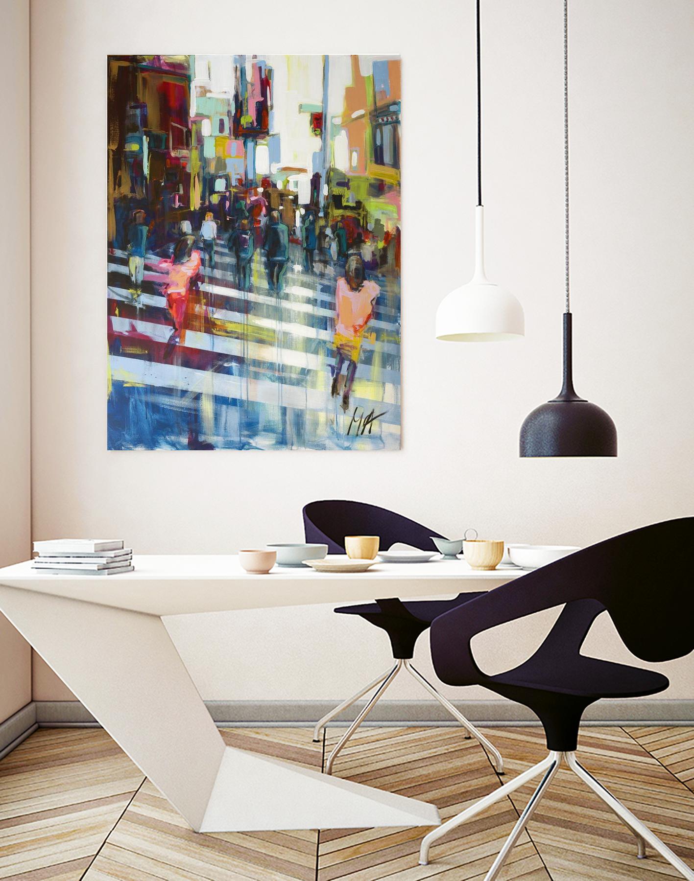 Vie City by Marc Archambault on GIANT ART - orange figurative pietons