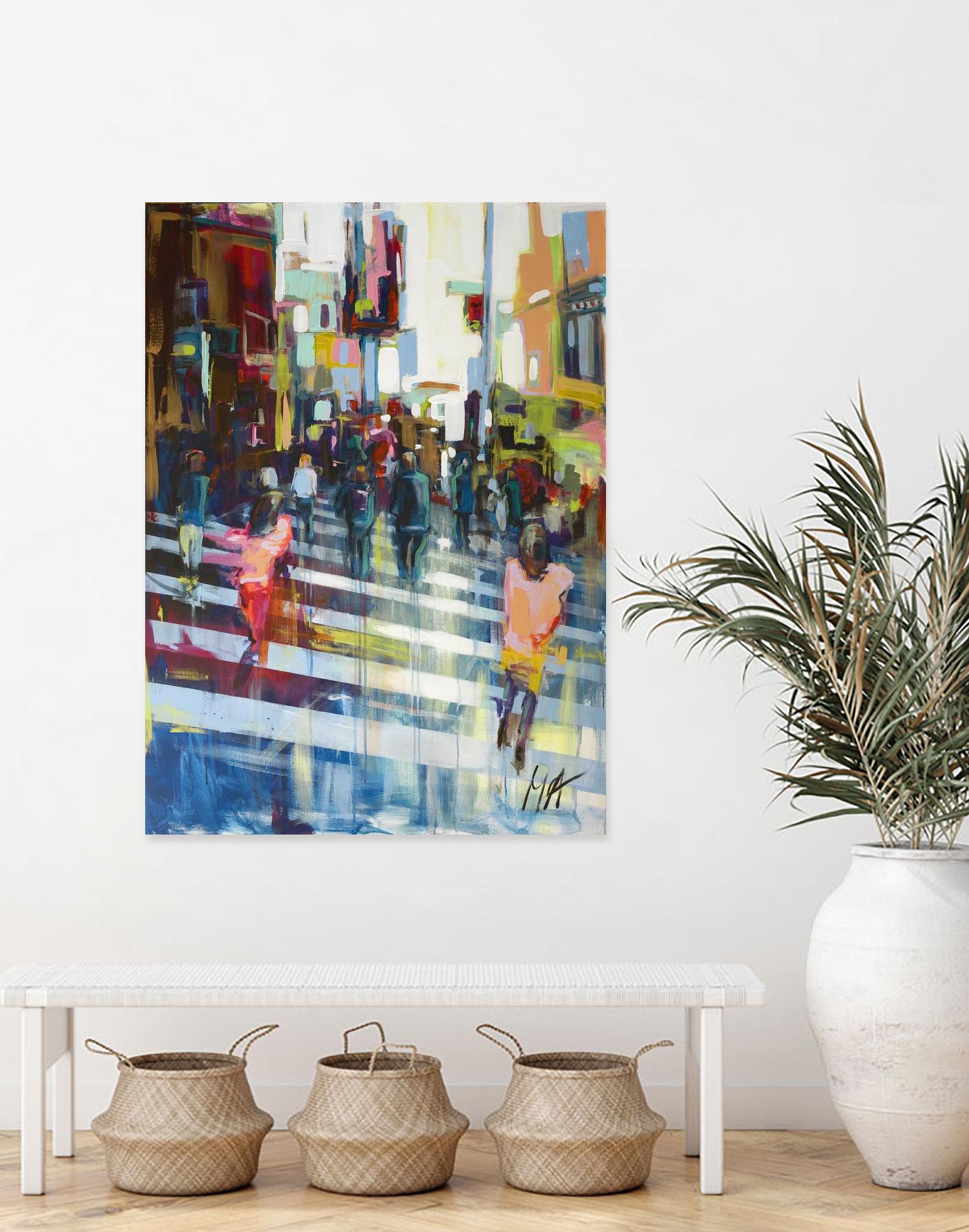 Vie City by Marc Archambault on GIANT ART - orange figurative pietons