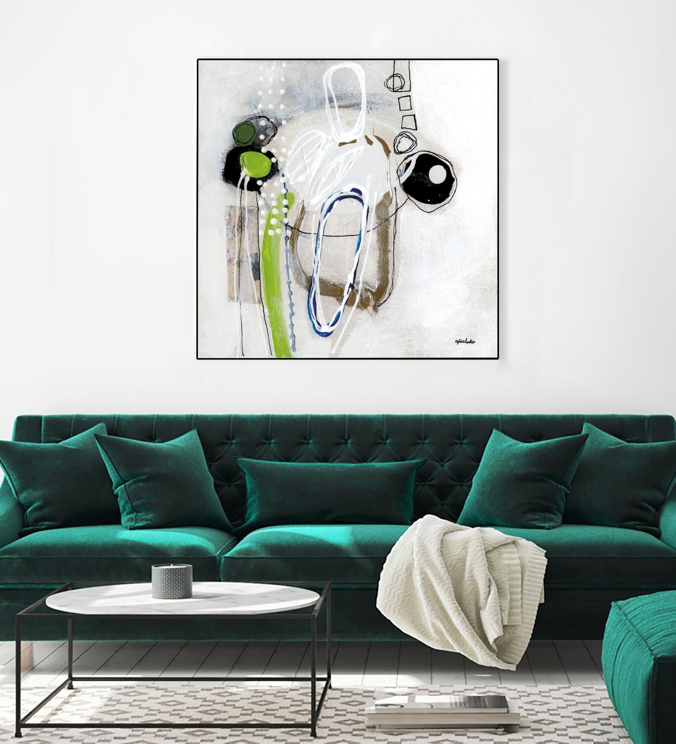 Tour de piste 3 by Sylvie Cloutier on GIANT ART - green abstract