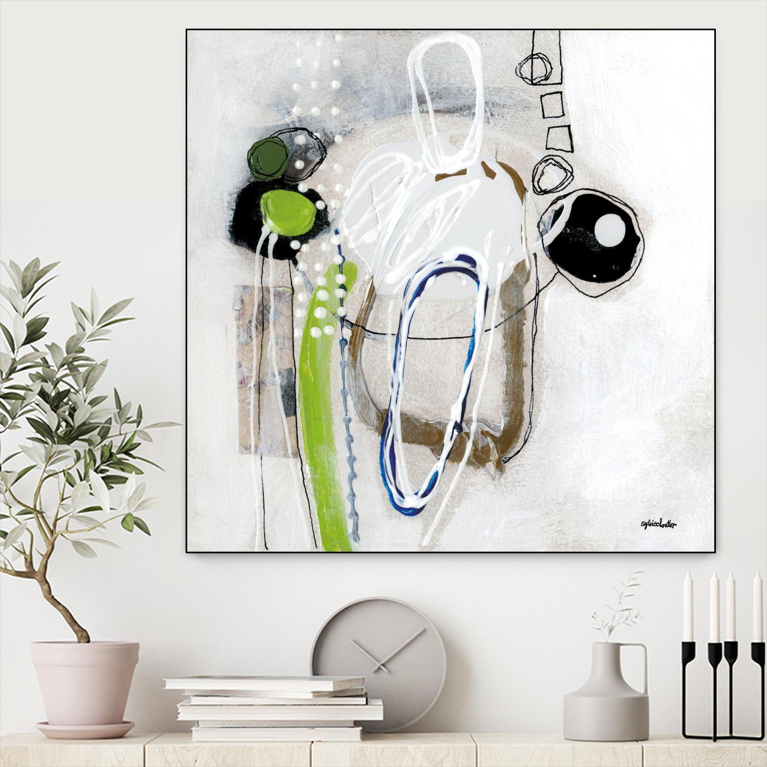 Tour de piste 3 by Sylvie Cloutier on GIANT ART - green abstract