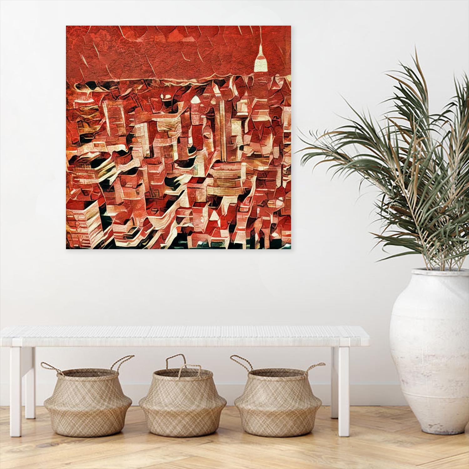 Distorted city scene 1 by Jean-François Dupuis on GIANT ART - beige architecture city center